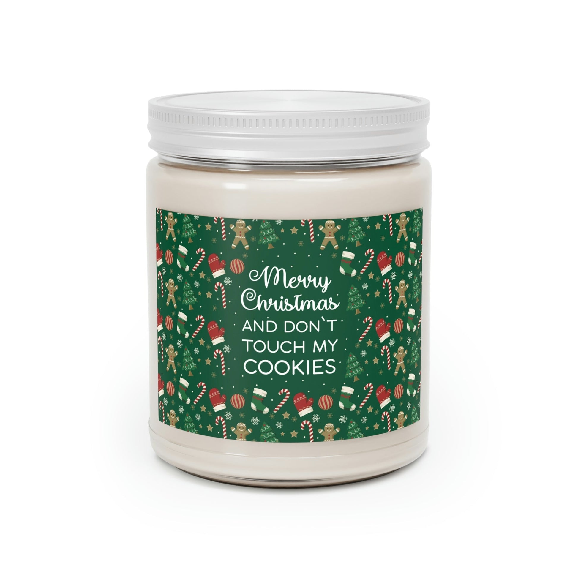 Merry Christmas and Don't Touch my Cookies Quotes Scented Candle Up to 60hSoy Wax 9oz Ichaku [Perfect Gifts Selection]