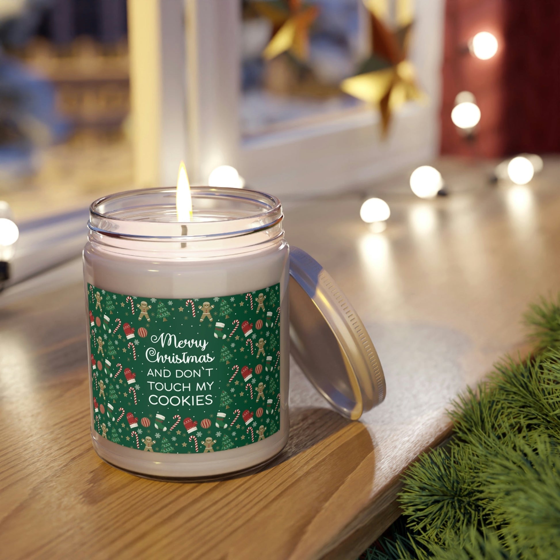 Merry Christmas and Don't Touch my Cookies Quotes Scented Candle Up to 60hSoy Wax 9oz Ichaku [Perfect Gifts Selection]