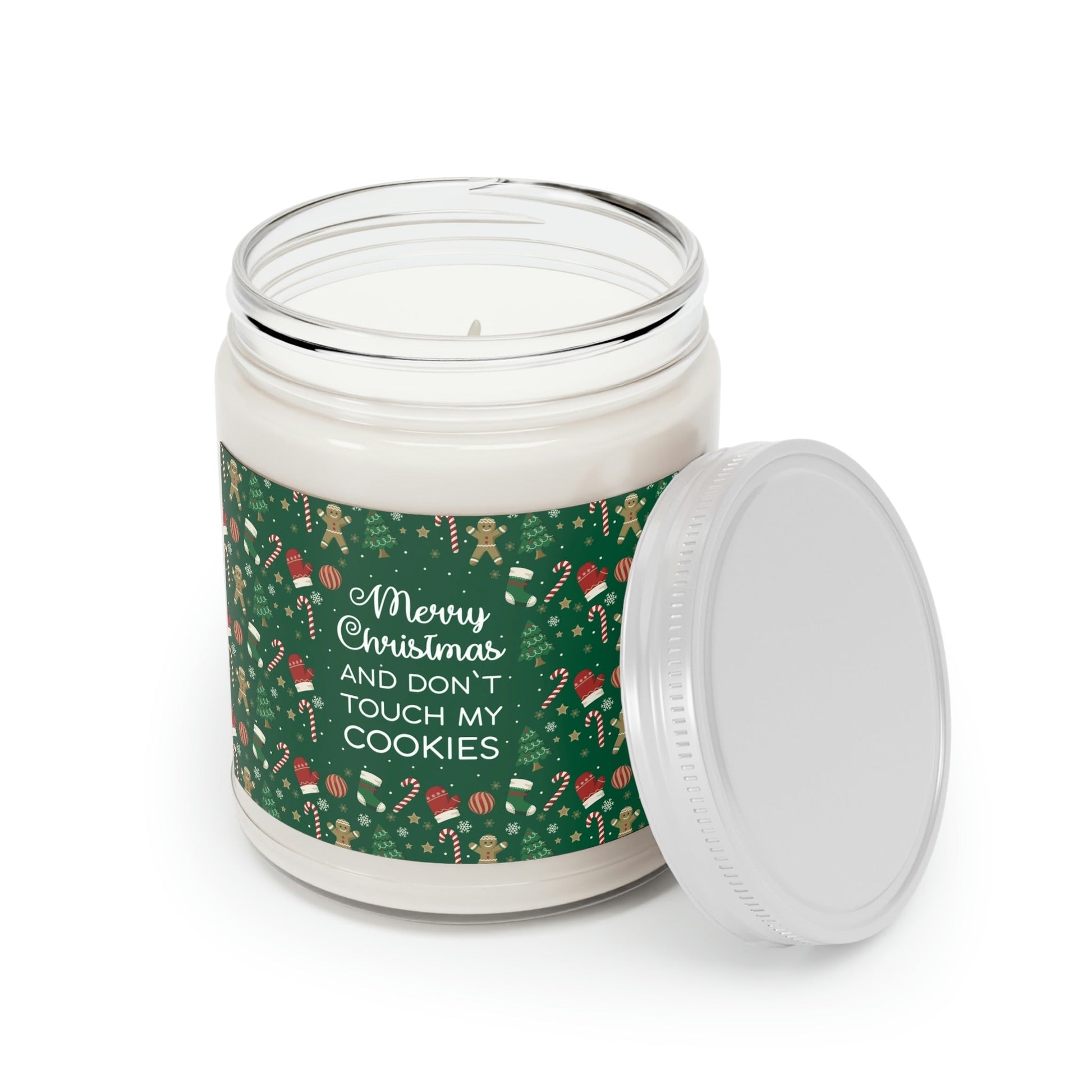 Merry Christmas and Don't Touch my Cookies Quotes Scented Candle Up to 60hSoy Wax 9oz Ichaku [Perfect Gifts Selection]