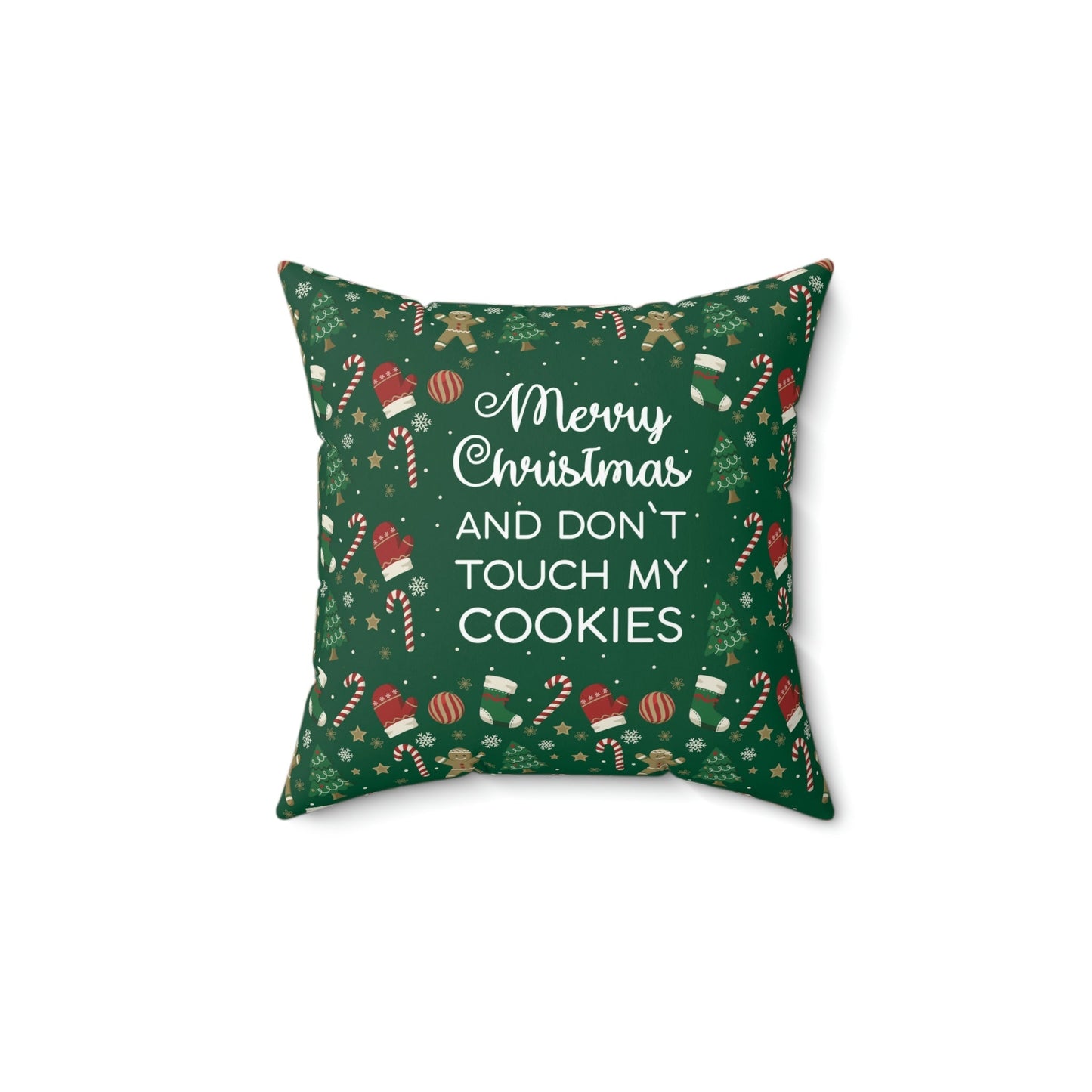 Merry Christmas and Don't Touch my Cookies Quotes Spun Polyester Square Pillow Ichaku [Perfect Gifts Selection]