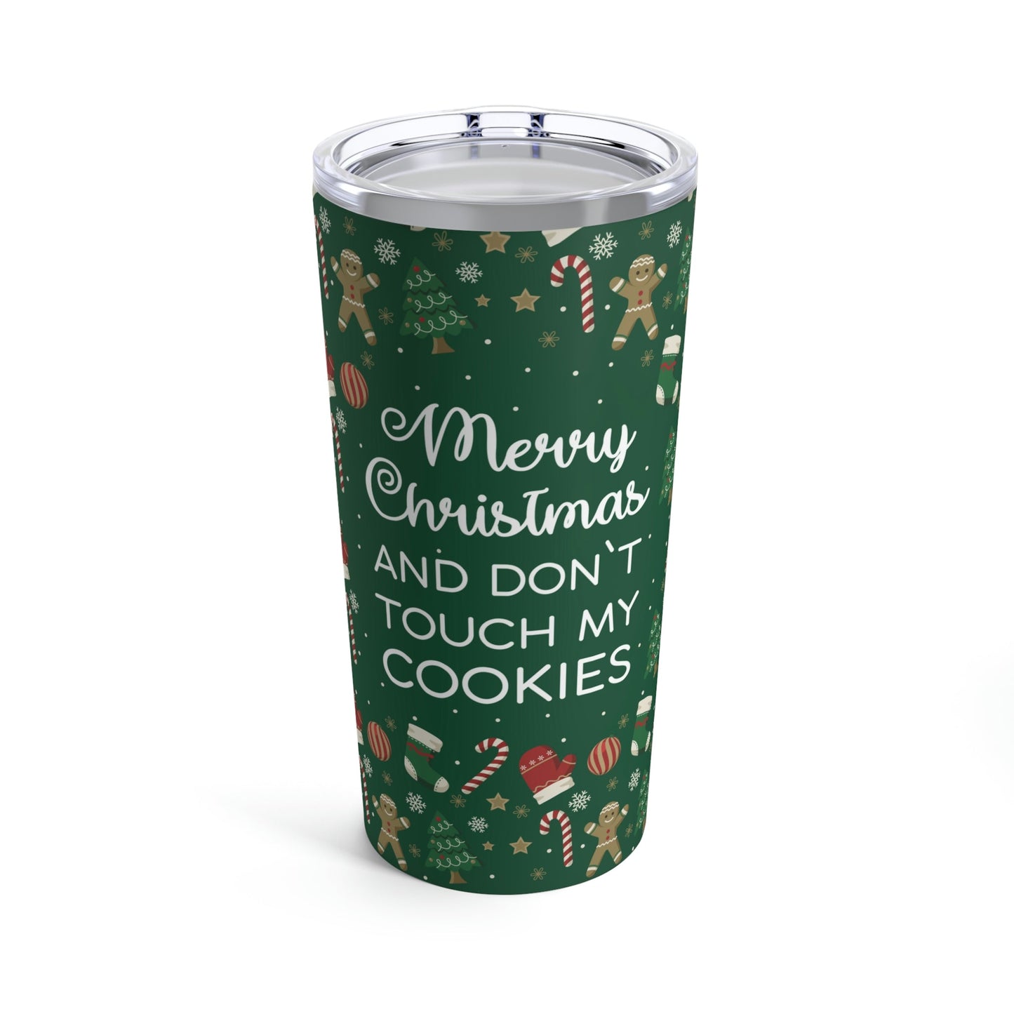 Merry Christmas and Don't Touch my Cookies Quotes Stainless Steel Hot or Cold Vacuum Tumbler 20oz Ichaku [Perfect Gifts Selection]