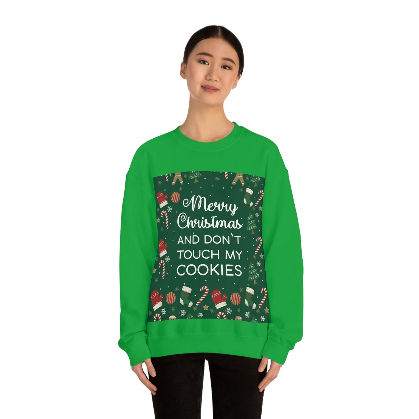 Merry Christmas and Don't Touch my Cookies Quotes Unisex Heavy Blend™ Crewneck Sweatshirt Ichaku [Perfect Gifts Selection]