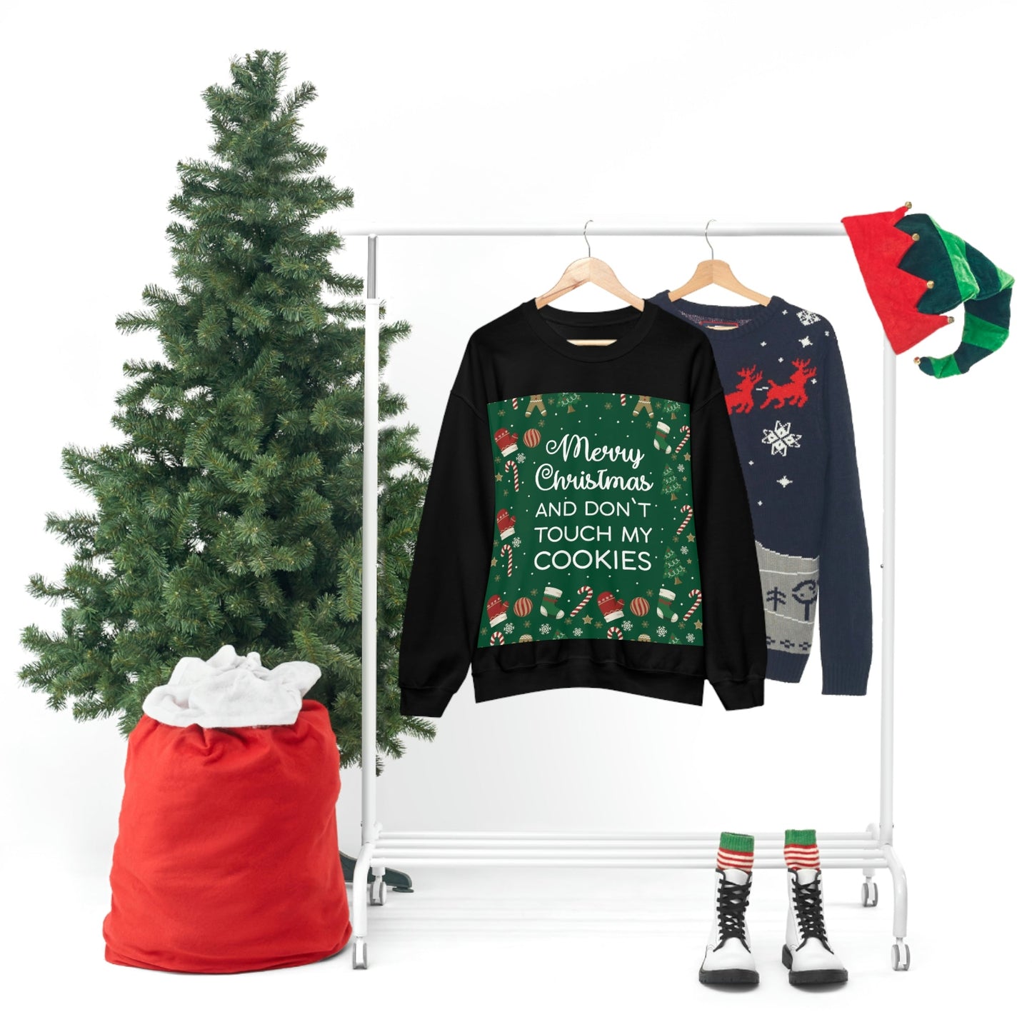 Merry Christmas and Don't Touch my Cookies Quotes Unisex Heavy Blend™ Crewneck Sweatshirt Ichaku [Perfect Gifts Selection]