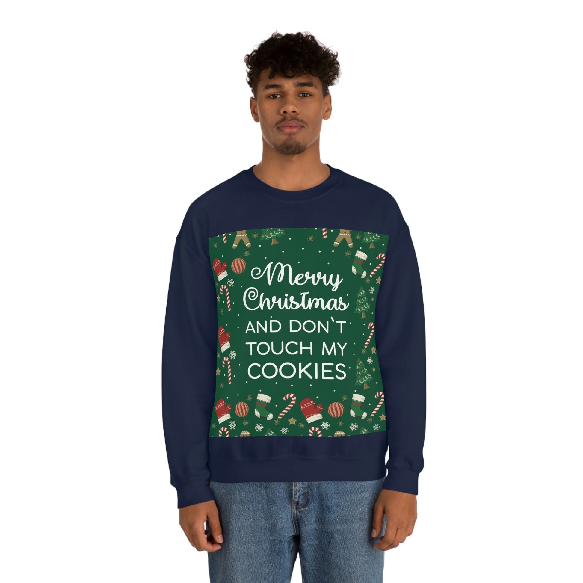 Merry Christmas and Don't Touch my Cookies Quotes Unisex Heavy Blend™ Crewneck Sweatshirt Ichaku [Perfect Gifts Selection]