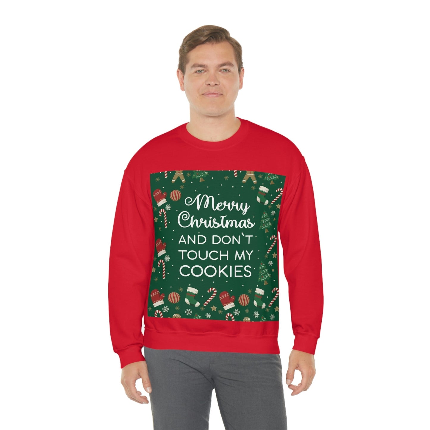 Merry Christmas and Don't Touch my Cookies Quotes Unisex Heavy Blend™ Crewneck Sweatshirt Ichaku [Perfect Gifts Selection]