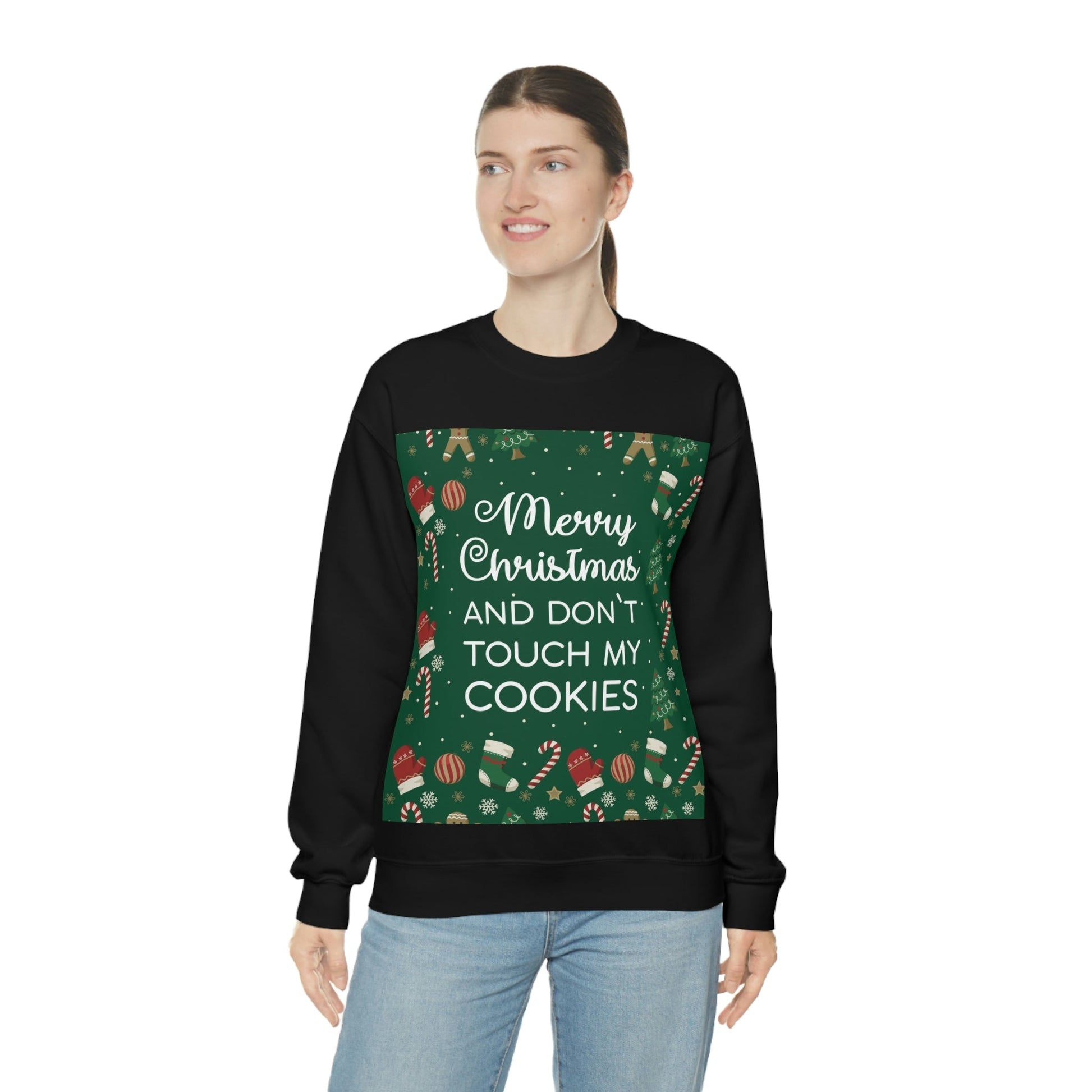 Merry Christmas and Don't Touch my Cookies Quotes Unisex Heavy Blend™ Crewneck Sweatshirt Ichaku [Perfect Gifts Selection]