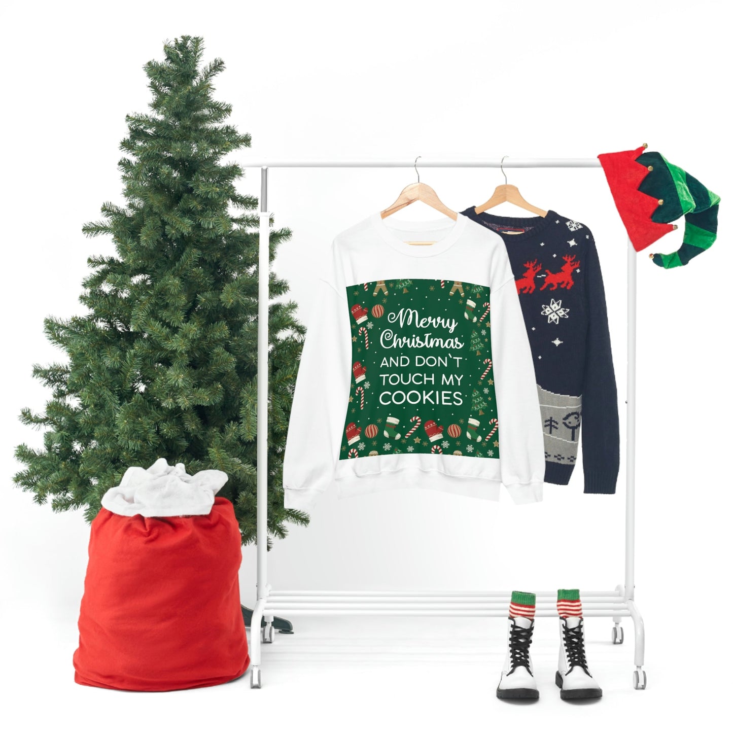 Merry Christmas and Don't Touch my Cookies Quotes Unisex Heavy Blend™ Crewneck Sweatshirt Ichaku [Perfect Gifts Selection]