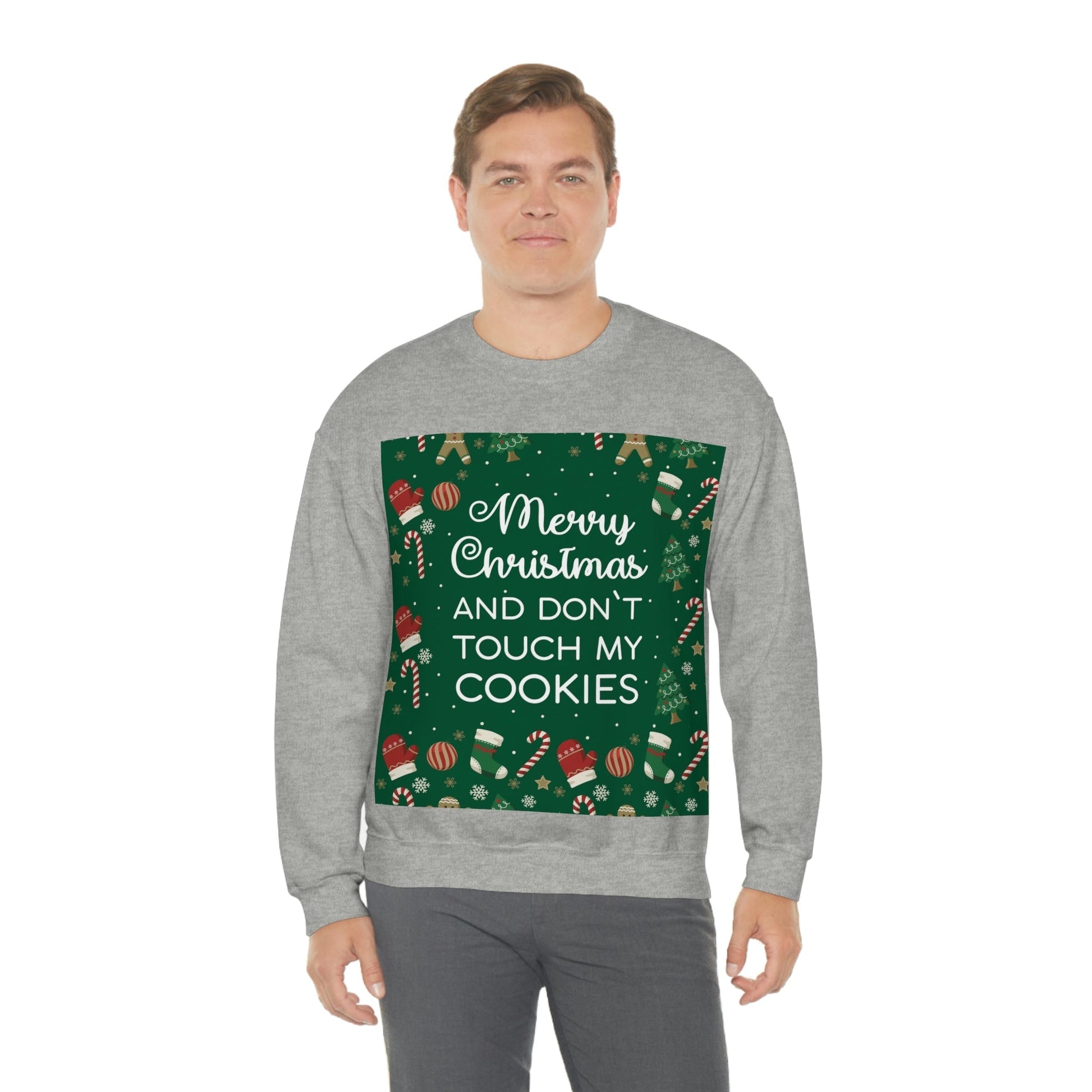 Merry Christmas and Don't Touch my Cookies Quotes Unisex Heavy Blend™ Crewneck Sweatshirt Ichaku [Perfect Gifts Selection]