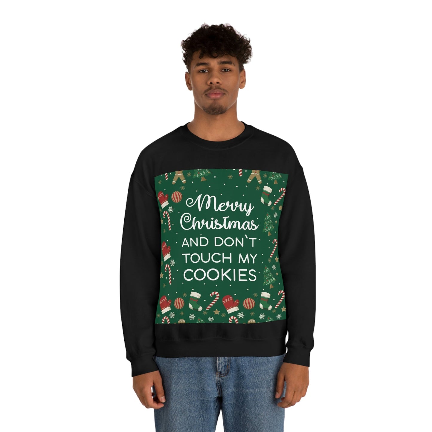 Merry Christmas and Don't Touch my Cookies Quotes Unisex Heavy Blend™ Crewneck Sweatshirt Ichaku [Perfect Gifts Selection]