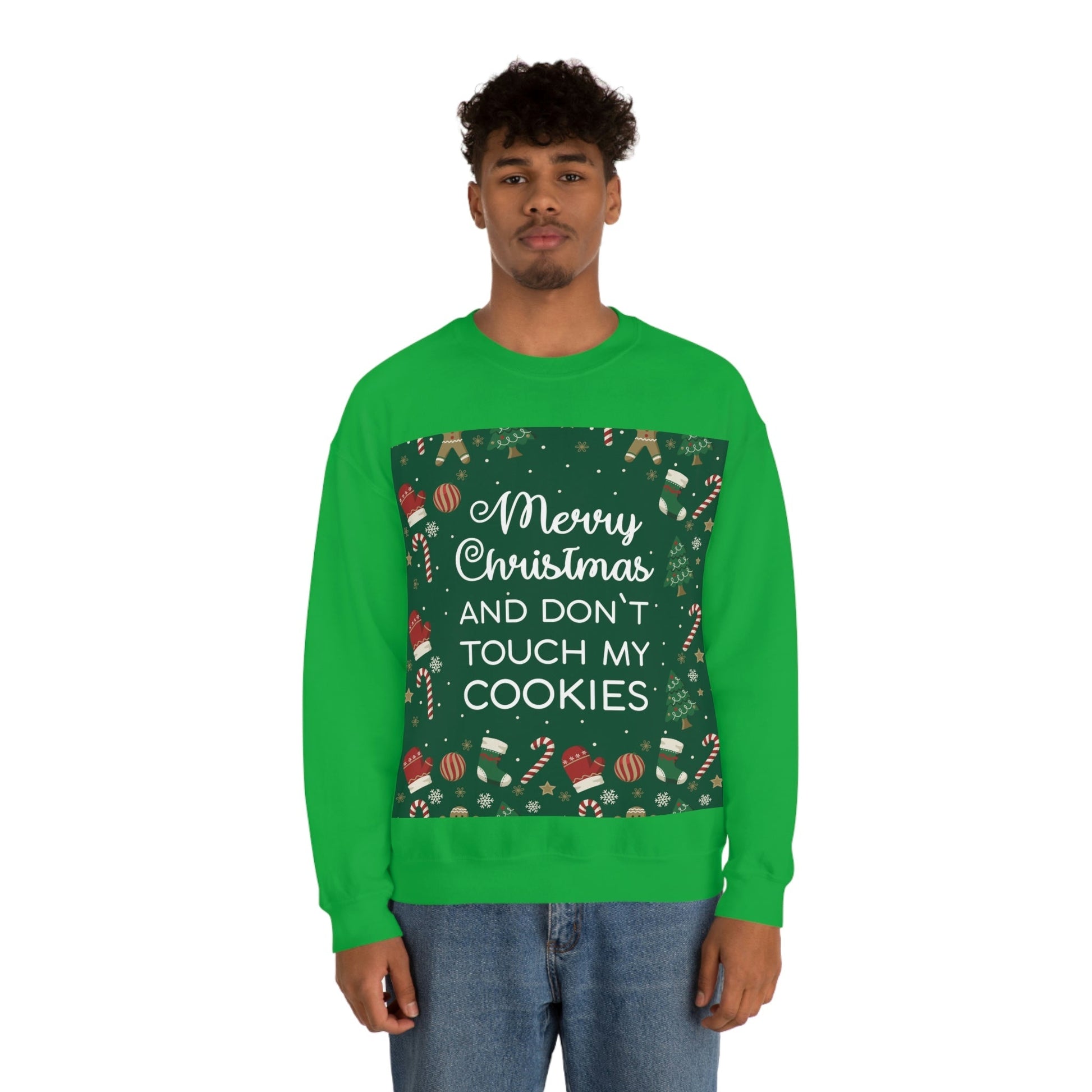 Merry Christmas and Don't Touch my Cookies Quotes Unisex Heavy Blend™ Crewneck Sweatshirt Ichaku [Perfect Gifts Selection]