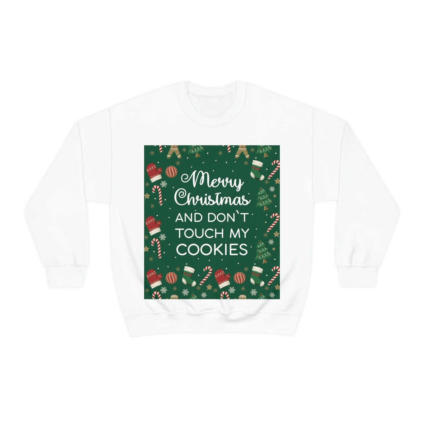 Merry Christmas and Don't Touch my Cookies Quotes Unisex Heavy Blend™ Crewneck Sweatshirt Ichaku [Perfect Gifts Selection]