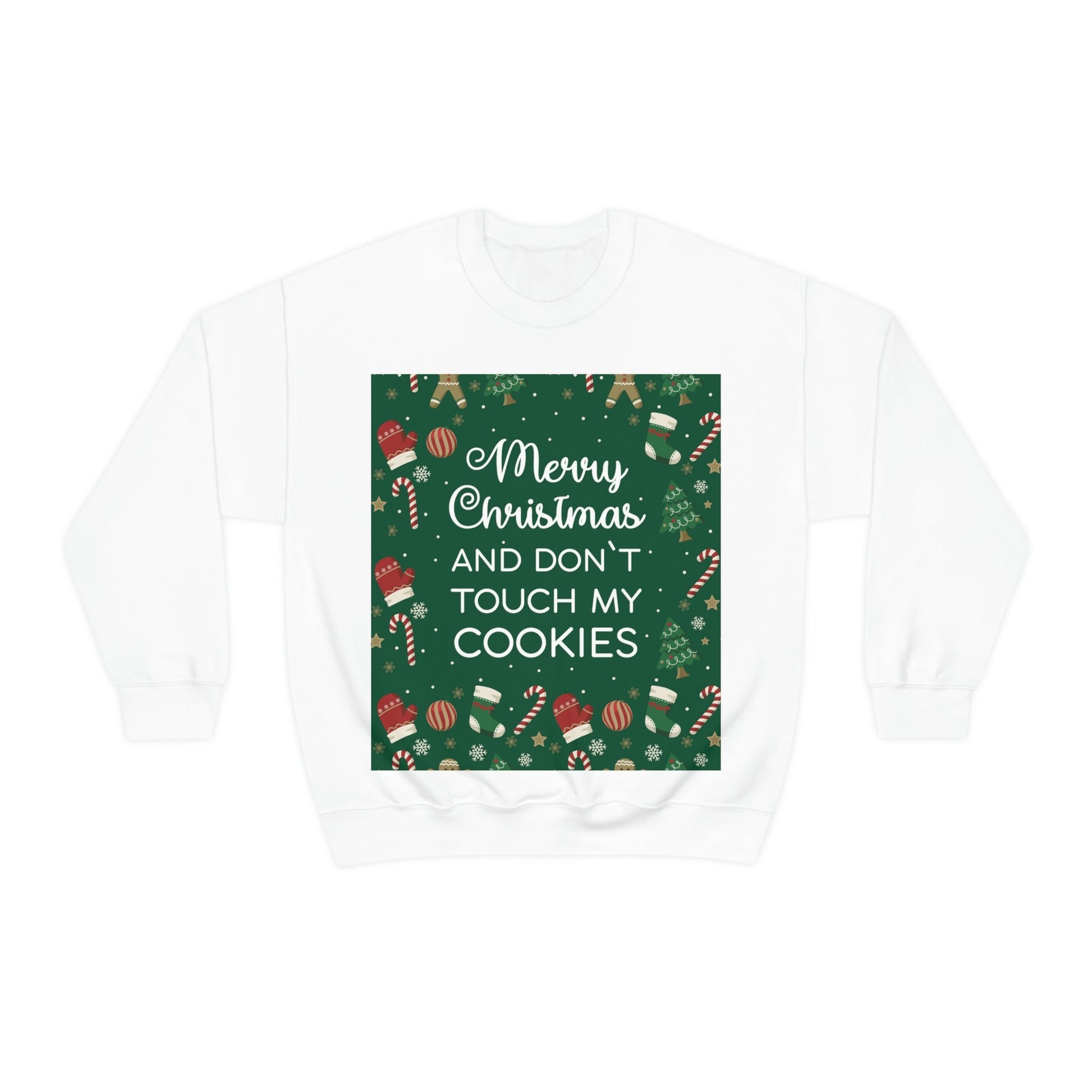 Merry Christmas and Don't Touch my Cookies Quotes Unisex Heavy Blend™ Crewneck Sweatshirt Ichaku [Perfect Gifts Selection]