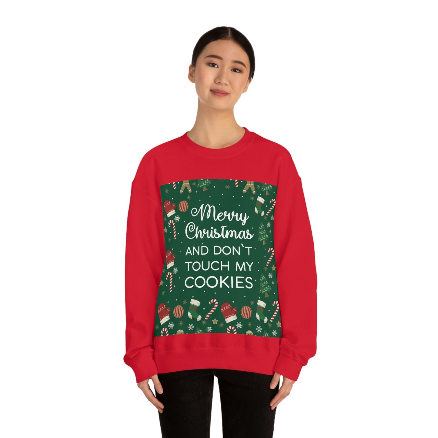 Merry Christmas and Don't Touch my Cookies Quotes Unisex Heavy Blend™ Crewneck Sweatshirt Ichaku [Perfect Gifts Selection]