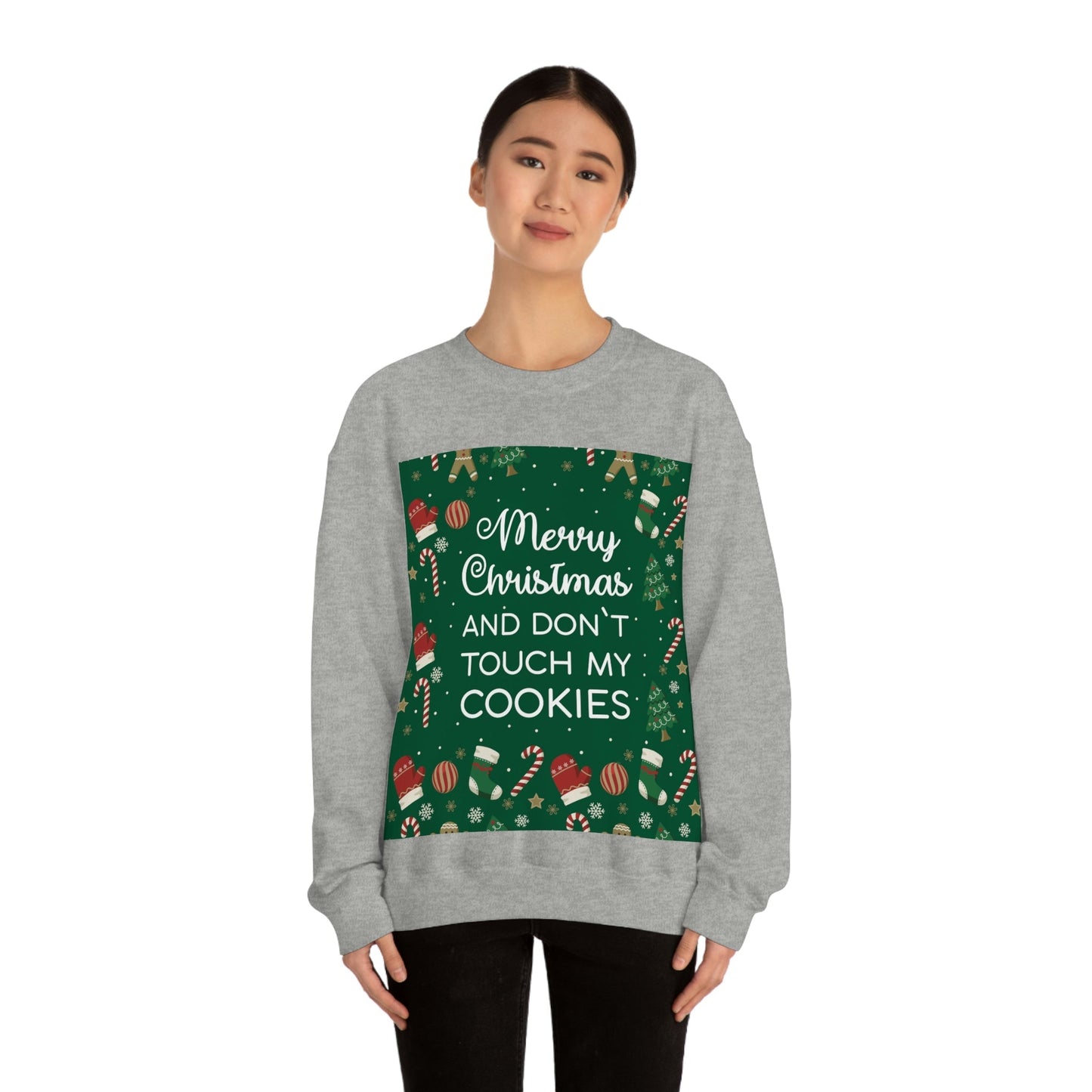 Merry Christmas and Don't Touch my Cookies Quotes Unisex Heavy Blend™ Crewneck Sweatshirt Ichaku [Perfect Gifts Selection]