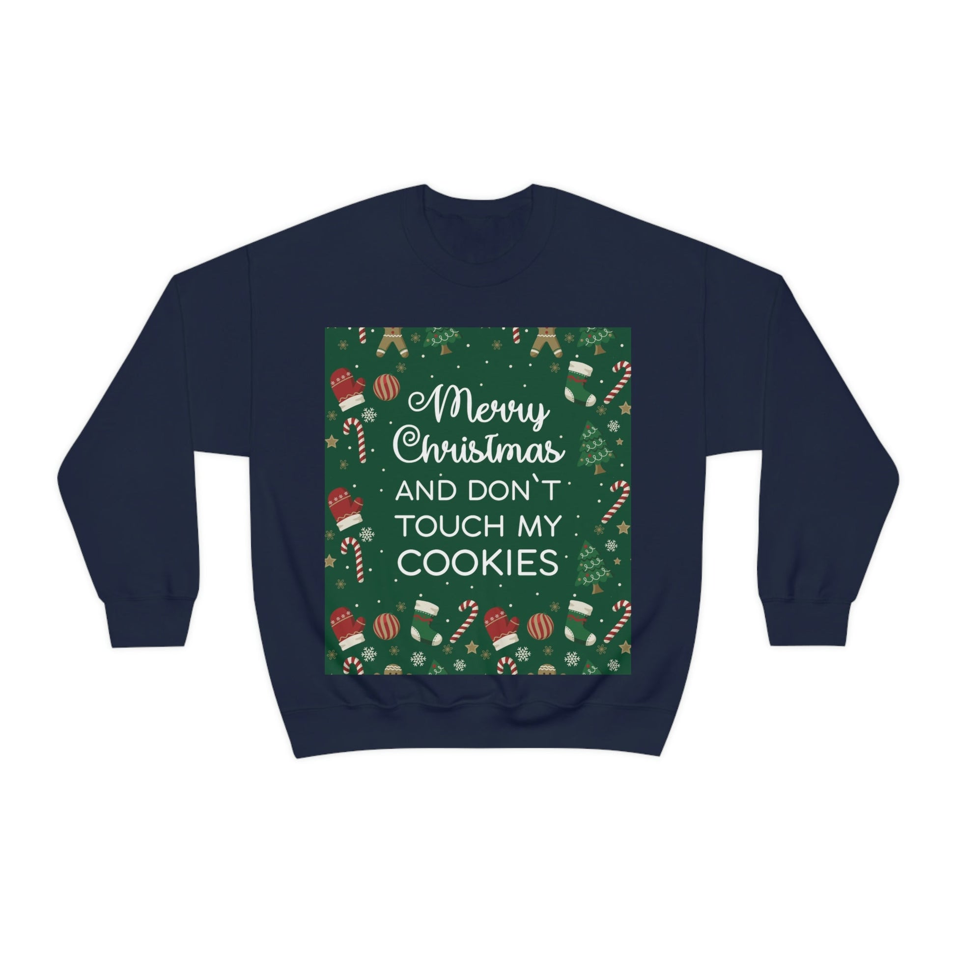 Merry Christmas and Don't Touch my Cookies Quotes Unisex Heavy Blend™ Crewneck Sweatshirt Ichaku [Perfect Gifts Selection]