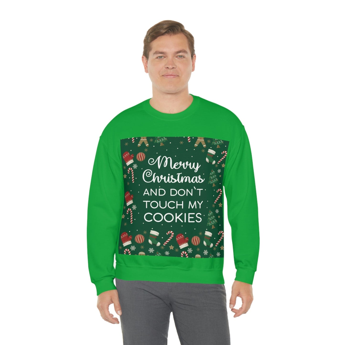 Merry Christmas and Don't Touch my Cookies Quotes Unisex Heavy Blend™ Crewneck Sweatshirt Ichaku [Perfect Gifts Selection]