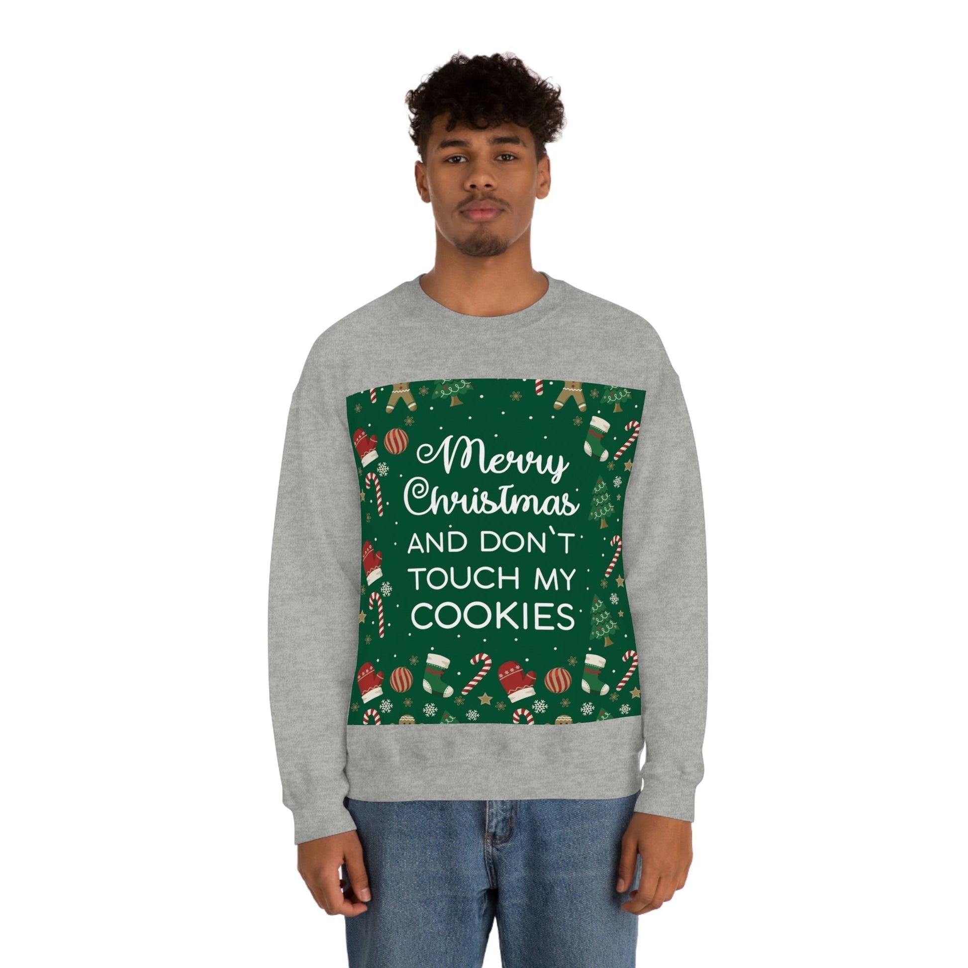 Merry Christmas and Don't Touch my Cookies Quotes Unisex Heavy Blend™ Crewneck Sweatshirt Ichaku [Perfect Gifts Selection]