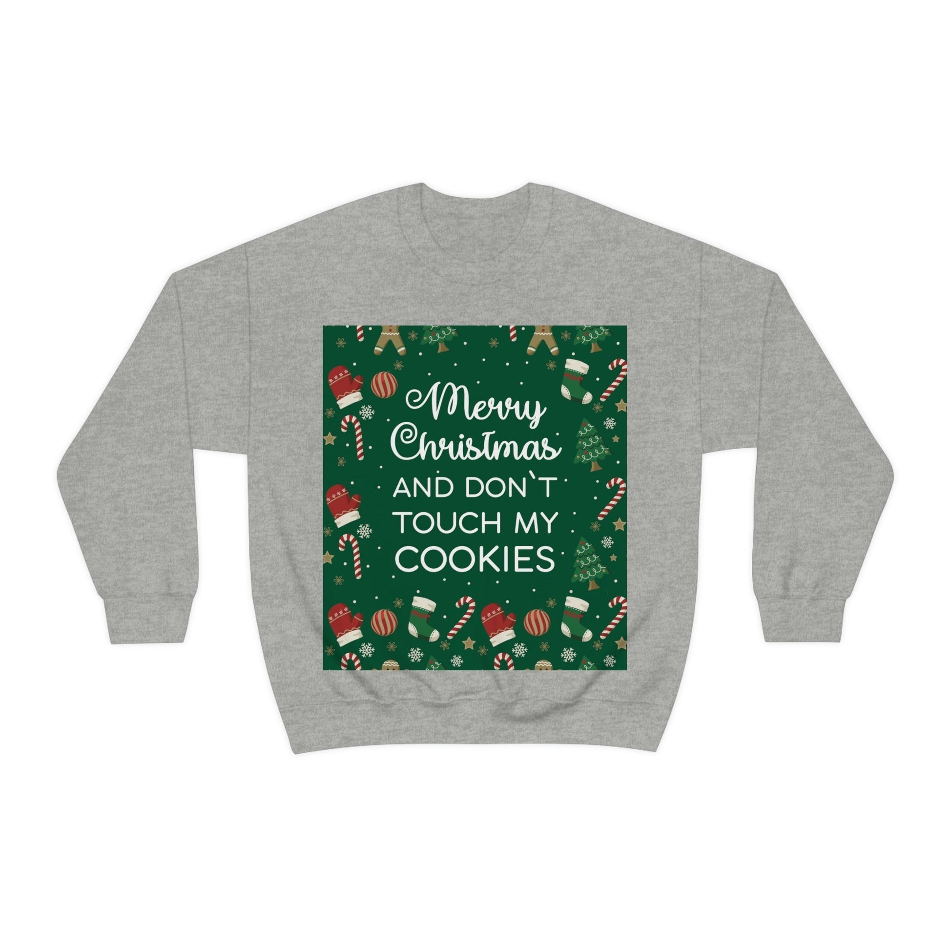 Merry Christmas and Don't Touch my Cookies Quotes Unisex Heavy Blend™ Crewneck Sweatshirt Ichaku [Perfect Gifts Selection]