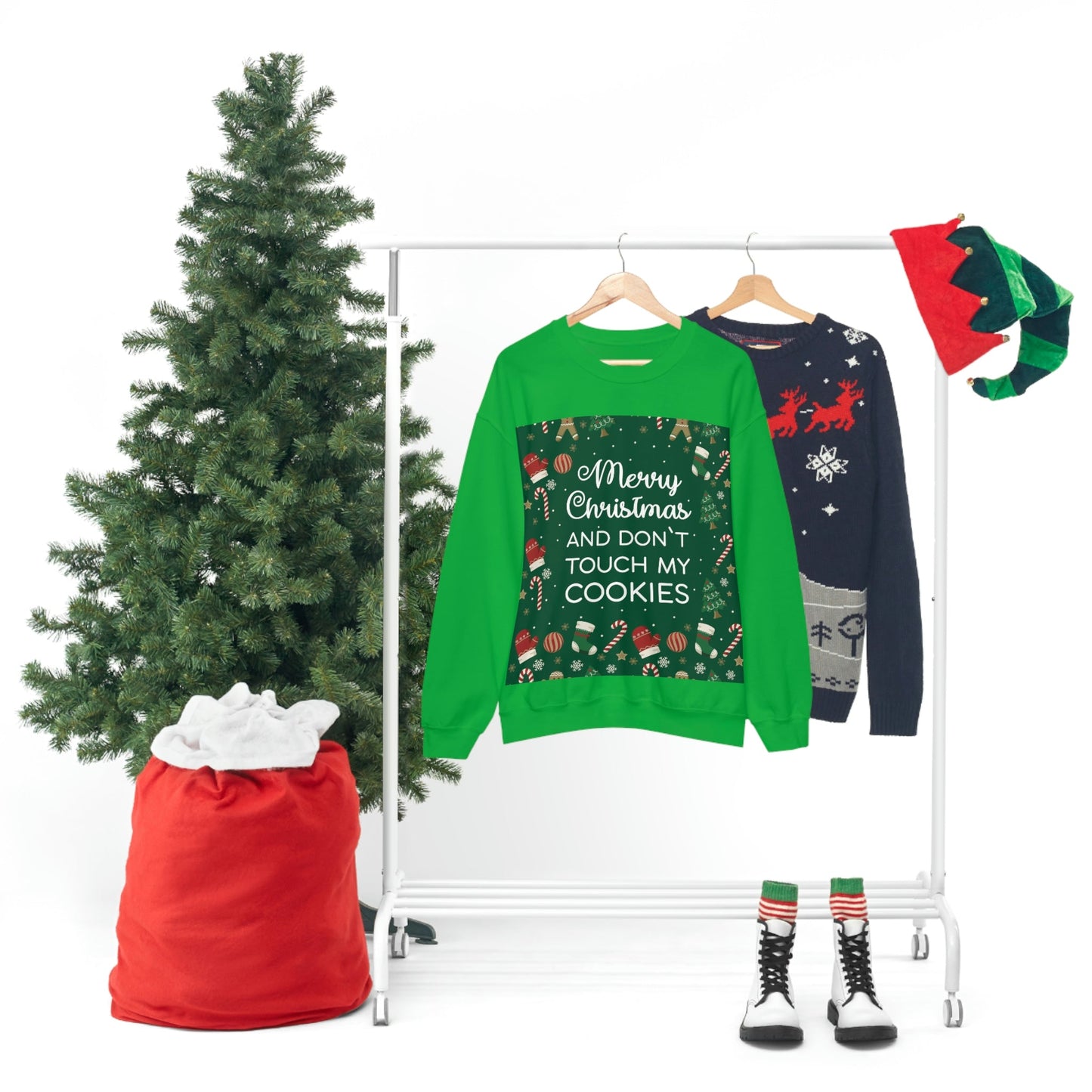 Merry Christmas and Don't Touch my Cookies Quotes Unisex Heavy Blend™ Crewneck Sweatshirt Ichaku [Perfect Gifts Selection]