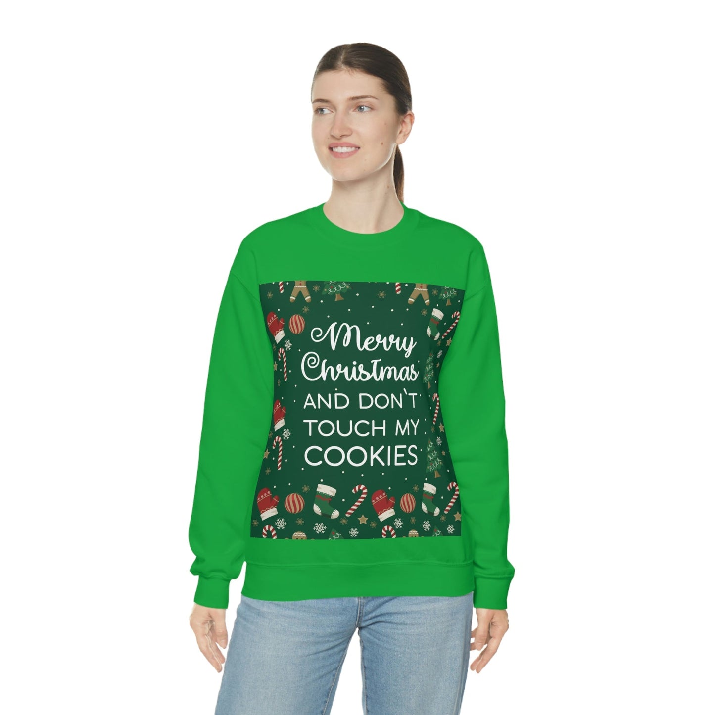 Merry Christmas and Don't Touch my Cookies Quotes Unisex Heavy Blend™ Crewneck Sweatshirt Ichaku [Perfect Gifts Selection]