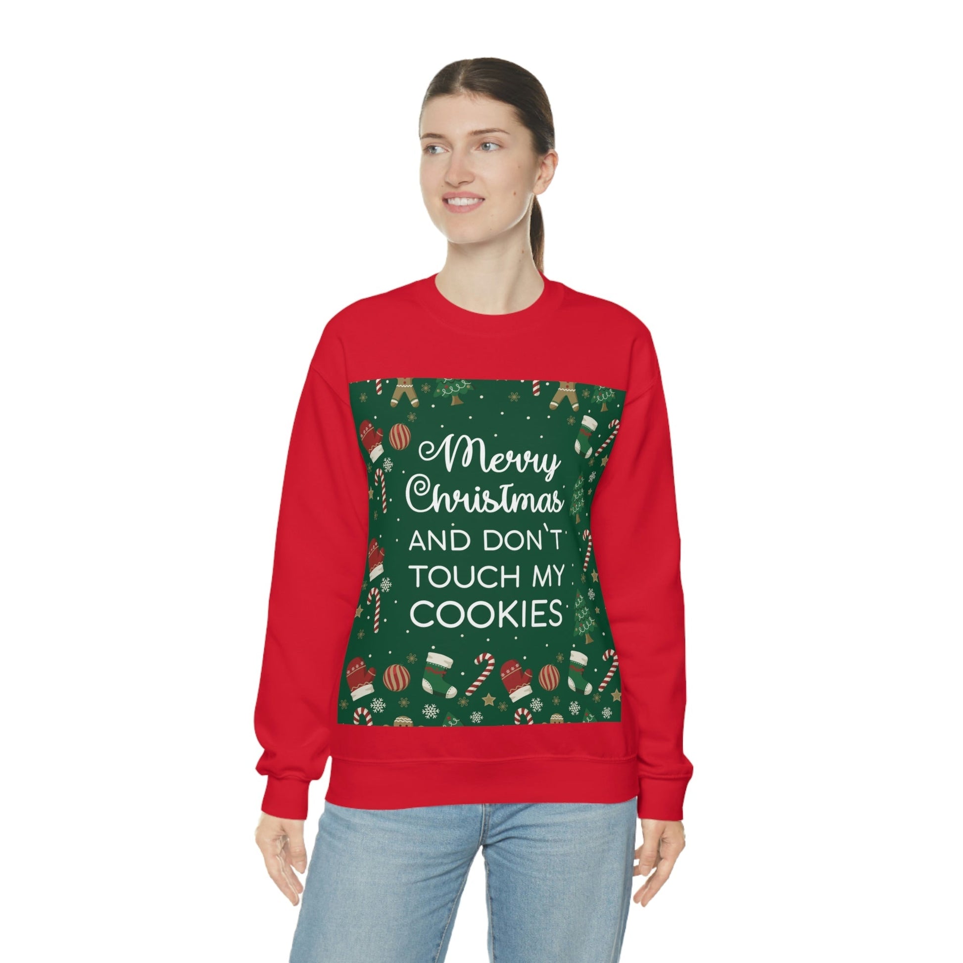 Merry Christmas and Don't Touch my Cookies Quotes Unisex Heavy Blend™ Crewneck Sweatshirt Ichaku [Perfect Gifts Selection]