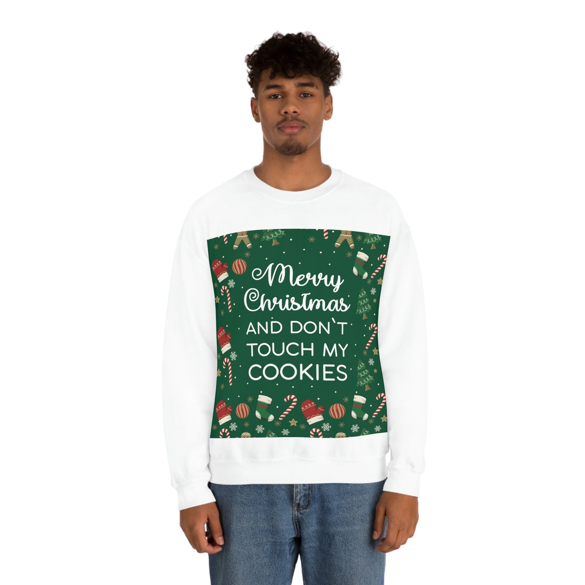 Merry Christmas and Don't Touch my Cookies Quotes Unisex Heavy Blend™ Crewneck Sweatshirt Ichaku [Perfect Gifts Selection]