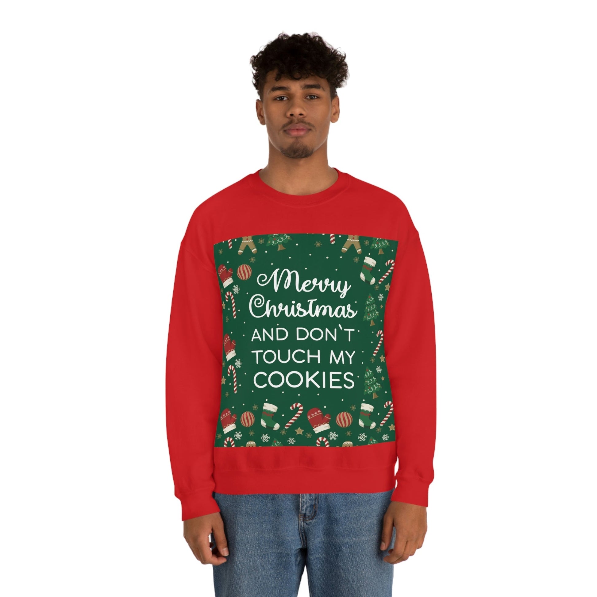 Merry Christmas and Don't Touch my Cookies Quotes Unisex Heavy Blend™ Crewneck Sweatshirt Ichaku [Perfect Gifts Selection]