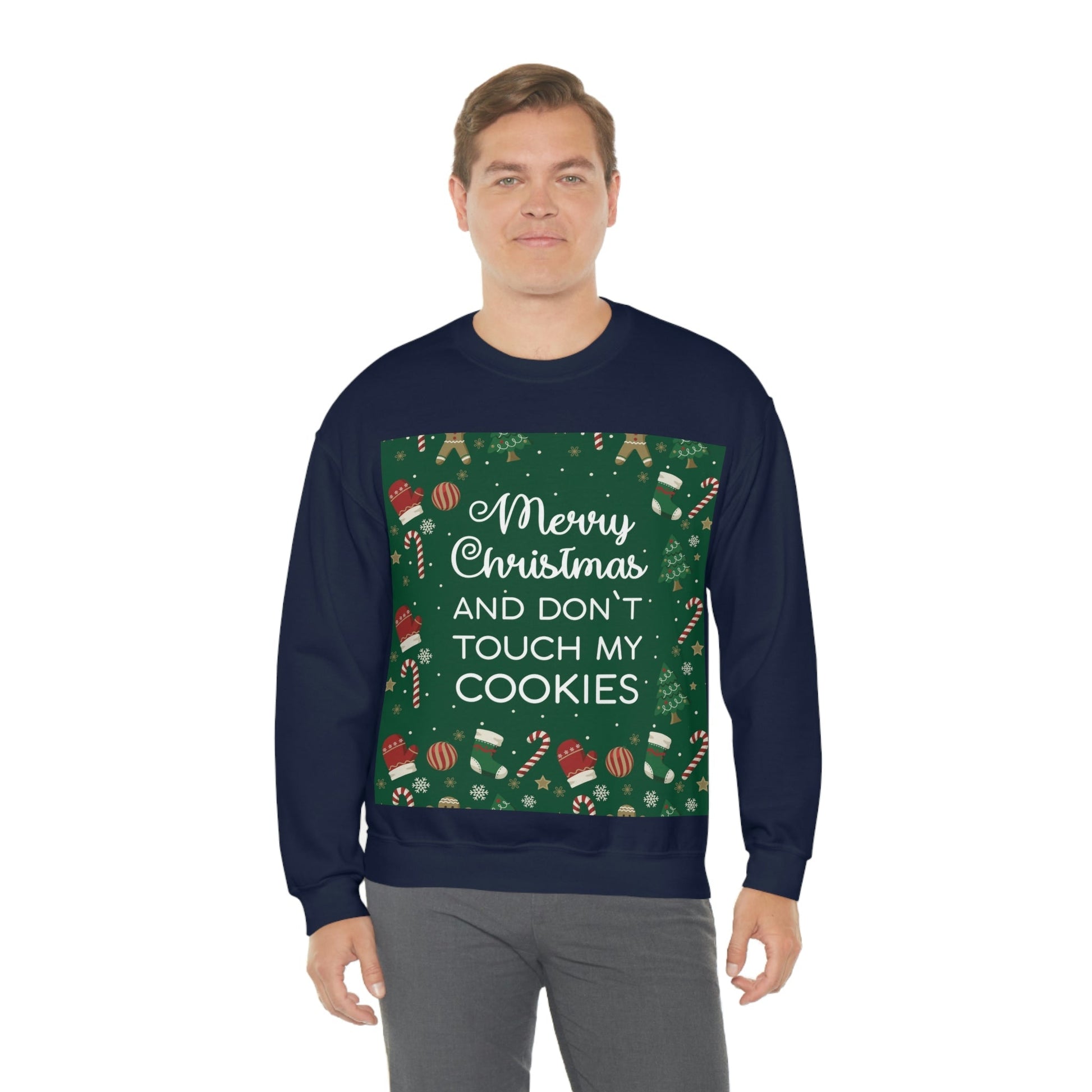 Merry Christmas and Don't Touch my Cookies Quotes Unisex Heavy Blend™ Crewneck Sweatshirt Ichaku [Perfect Gifts Selection]