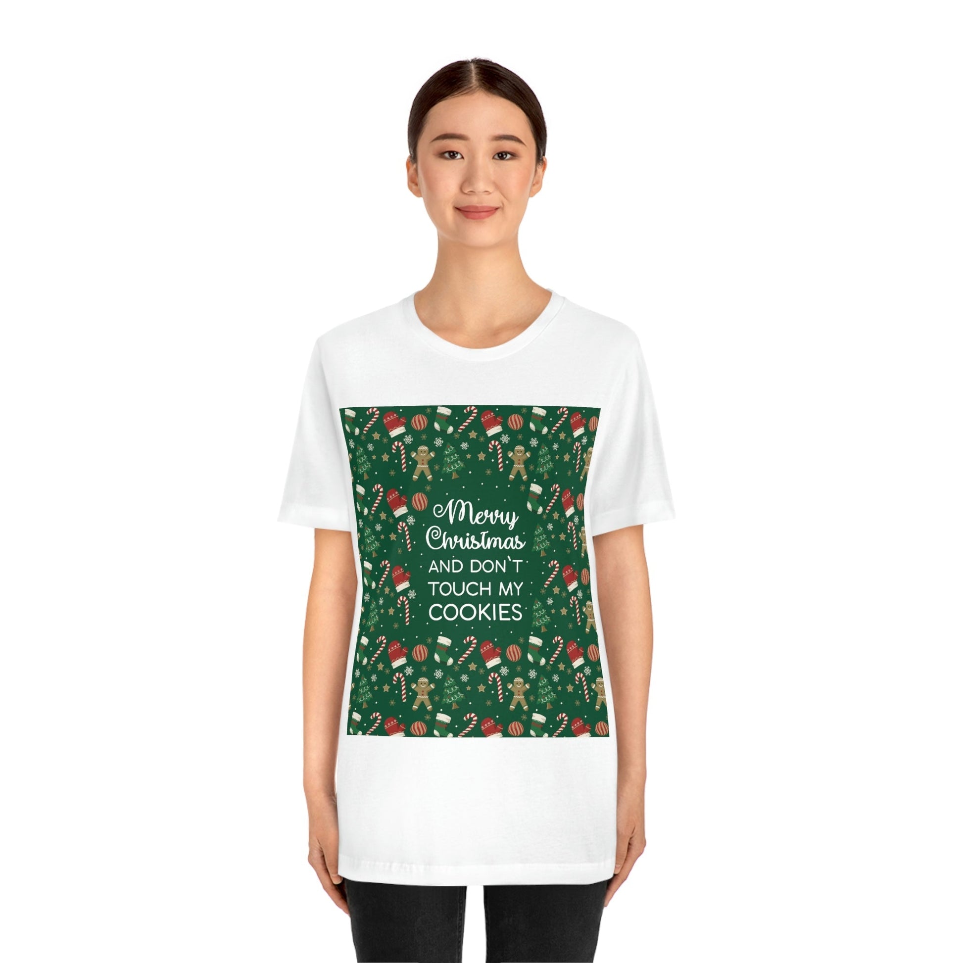 Merry Christmas and Don't Touch my Cookies Quotes Unisex Jersey Short Sleeve T-Shirt Ichaku [Perfect Gifts Selection]