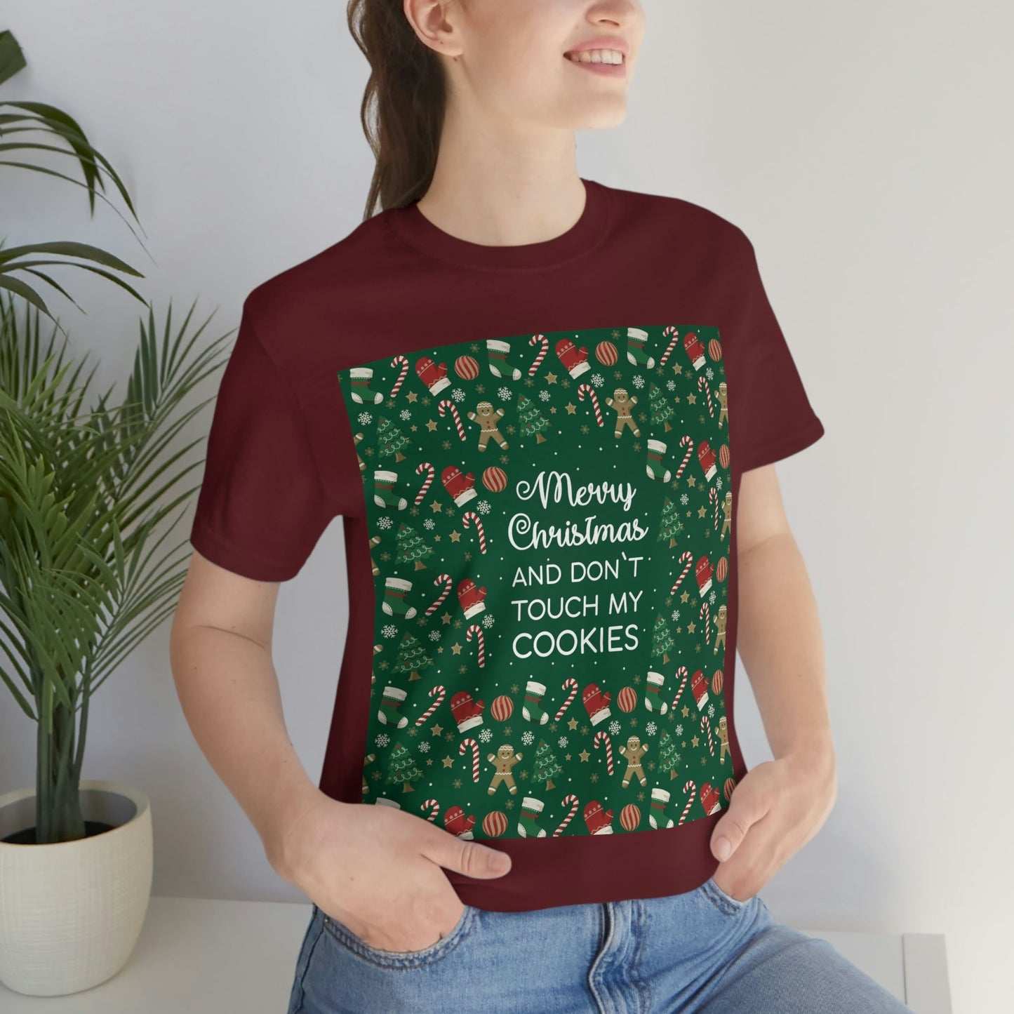 Merry Christmas and Don't Touch my Cookies Quotes Unisex Jersey Short Sleeve T-Shirt Ichaku [Perfect Gifts Selection]