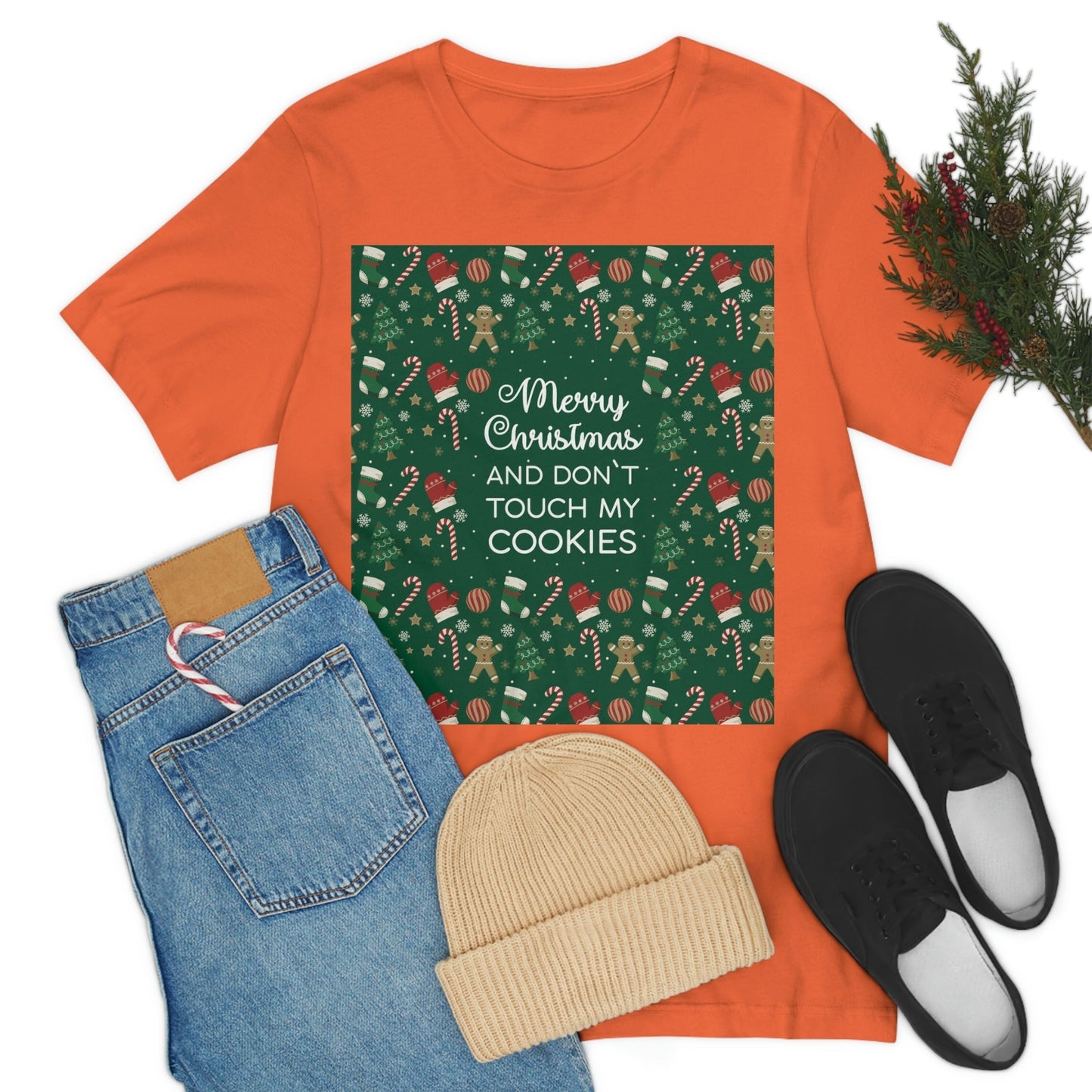 Merry Christmas and Don't Touch my Cookies Quotes Unisex Jersey Short Sleeve T-Shirt Ichaku [Perfect Gifts Selection]