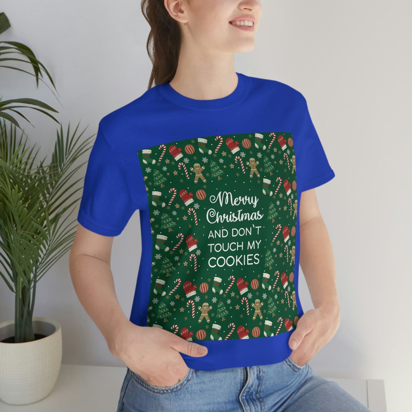 Merry Christmas and Don't Touch my Cookies Quotes Unisex Jersey Short Sleeve T-Shirt Ichaku [Perfect Gifts Selection]