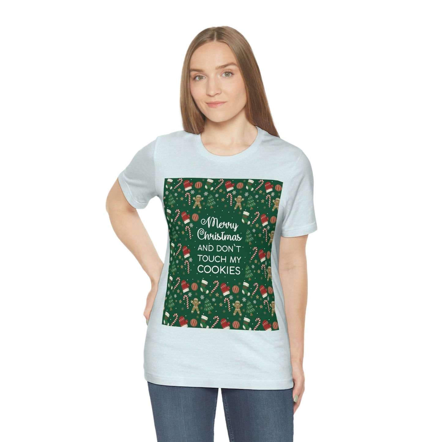 Merry Christmas and Don't Touch my Cookies Quotes Unisex Jersey Short Sleeve T-Shirt Ichaku [Perfect Gifts Selection]