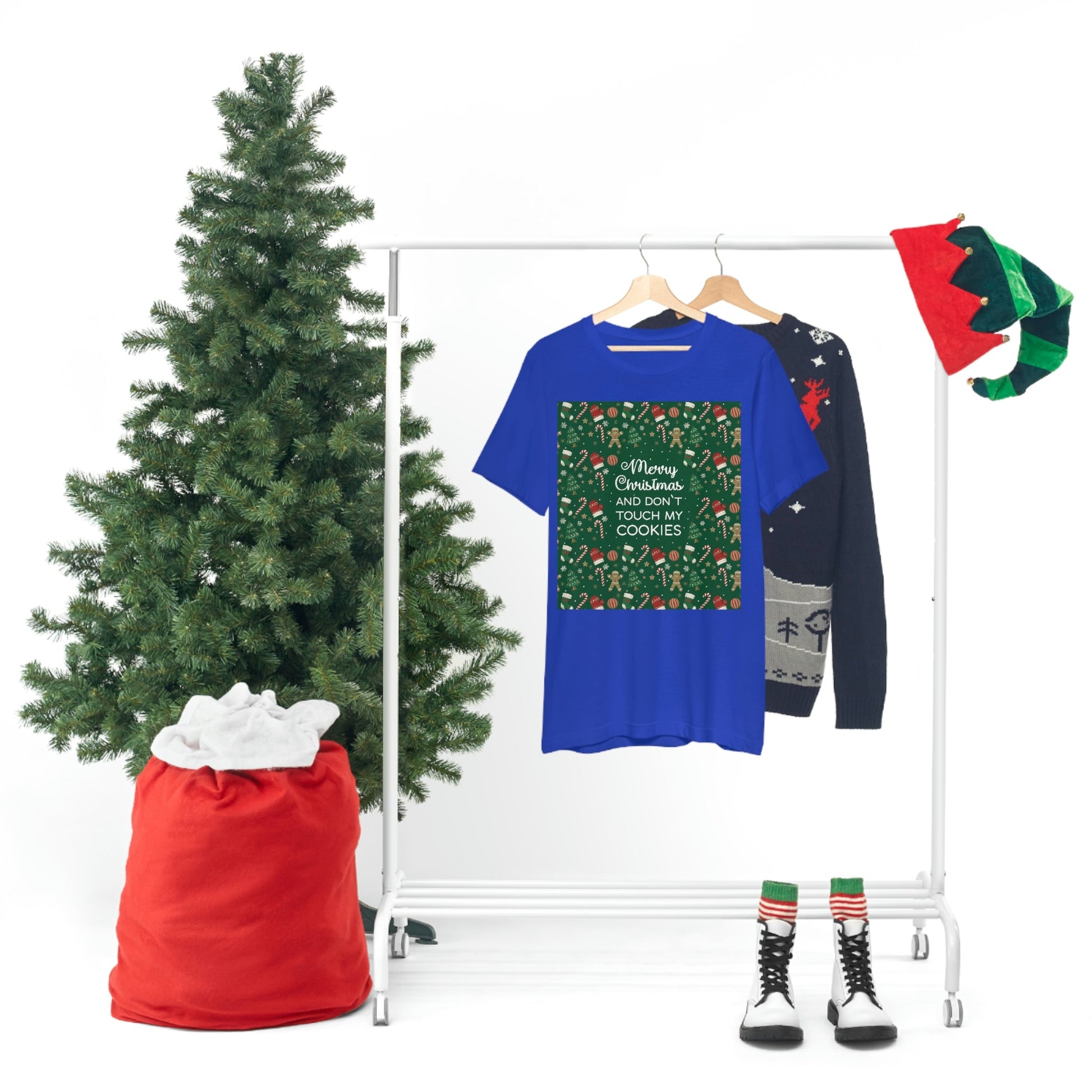 Merry Christmas and Don't Touch my Cookies Quotes Unisex Jersey Short Sleeve T-Shirt Ichaku [Perfect Gifts Selection]