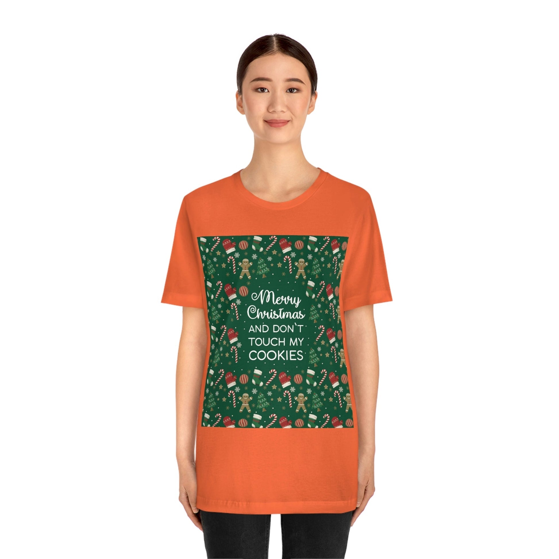 Merry Christmas and Don't Touch my Cookies Quotes Unisex Jersey Short Sleeve T-Shirt Ichaku [Perfect Gifts Selection]