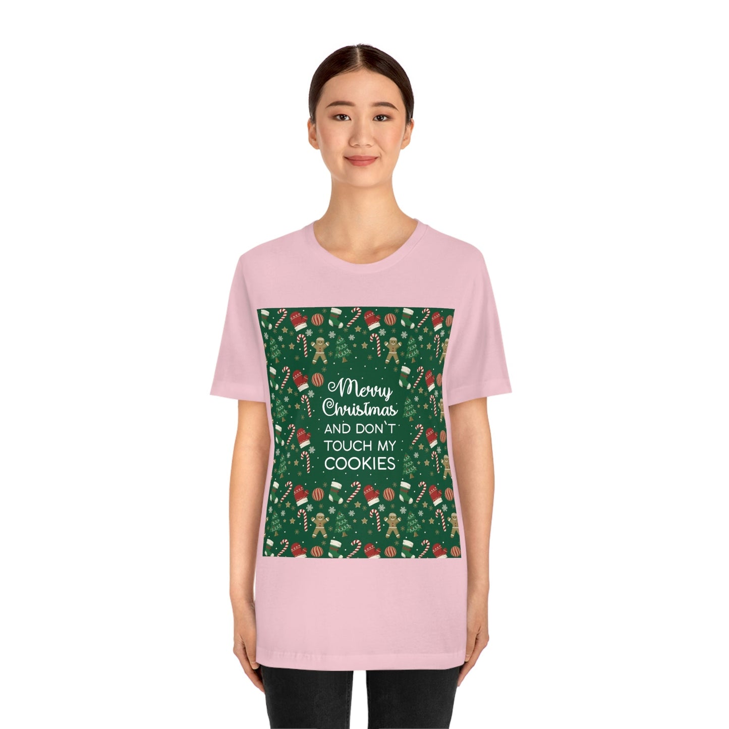 Merry Christmas and Don't Touch my Cookies Quotes Unisex Jersey Short Sleeve T-Shirt Ichaku [Perfect Gifts Selection]