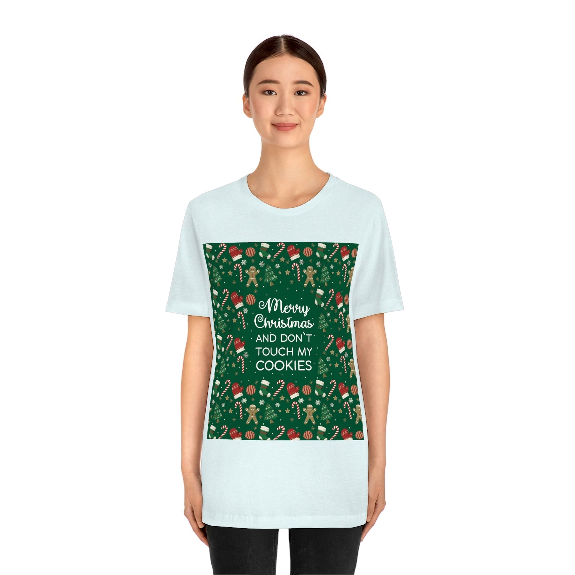 Merry Christmas and Don't Touch my Cookies Quotes Unisex Jersey Short Sleeve T-Shirt Ichaku [Perfect Gifts Selection]