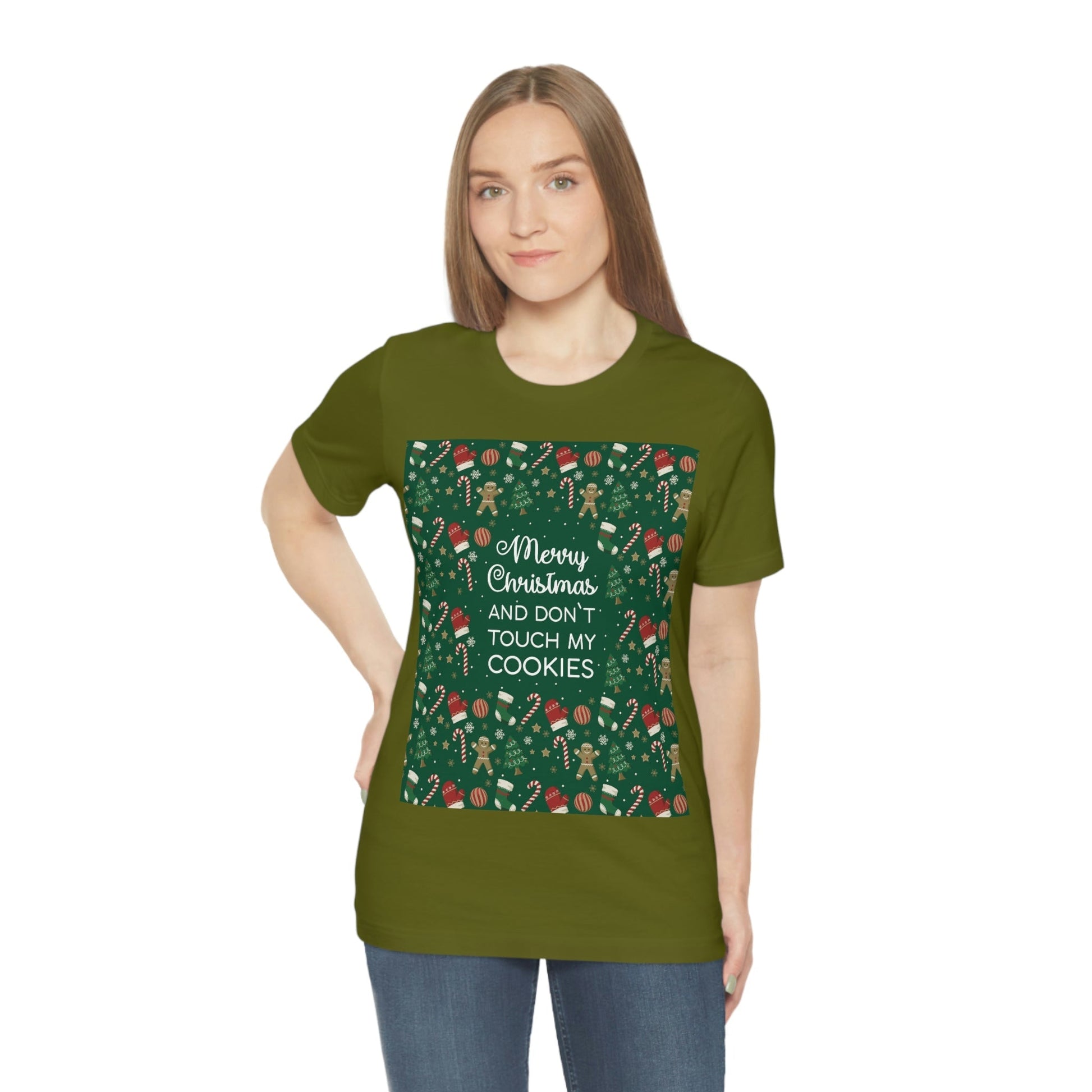 Merry Christmas and Don't Touch my Cookies Quotes Unisex Jersey Short Sleeve T-Shirt Ichaku [Perfect Gifts Selection]