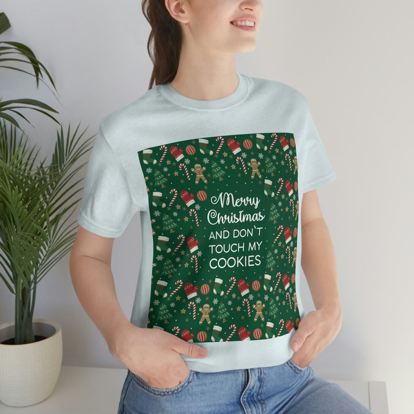 Merry Christmas and Don't Touch my Cookies Quotes Unisex Jersey Short Sleeve T-Shirt Ichaku [Perfect Gifts Selection]