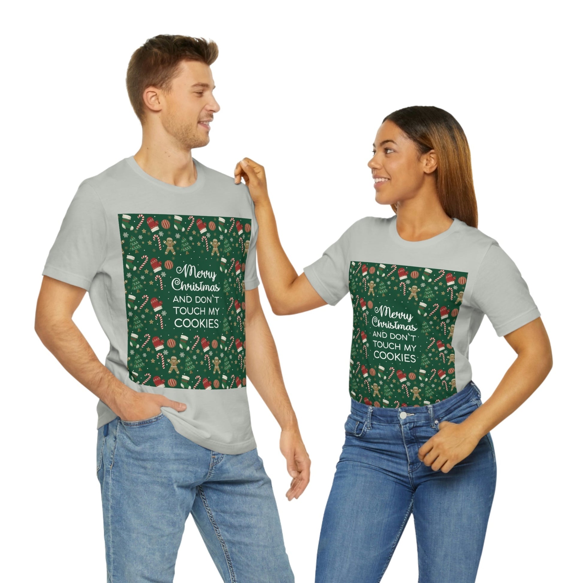 Merry Christmas and Don't Touch my Cookies Quotes Unisex Jersey Short Sleeve T-Shirt Ichaku [Perfect Gifts Selection]