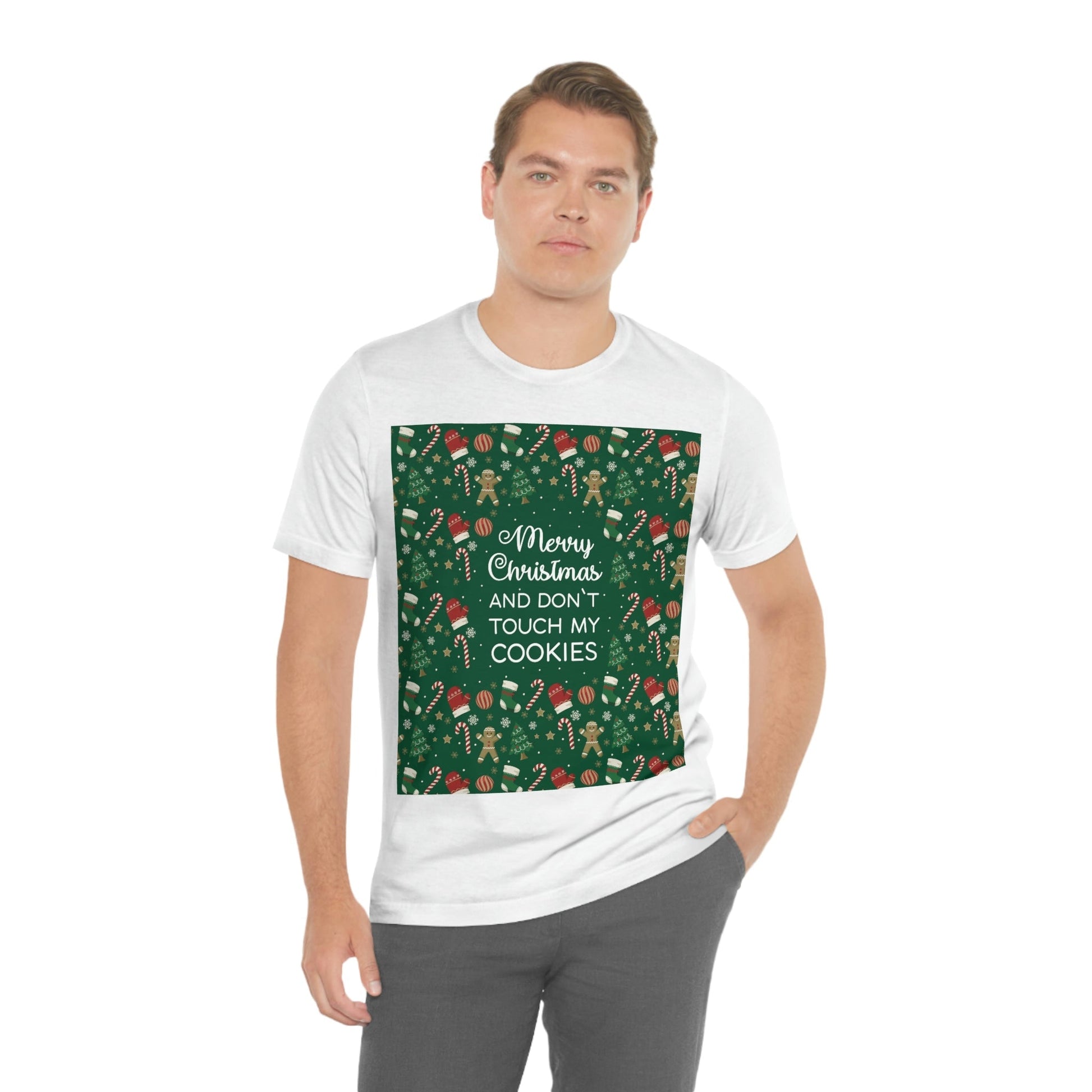 Merry Christmas and Don't Touch my Cookies Quotes Unisex Jersey Short Sleeve T-Shirt Ichaku [Perfect Gifts Selection]