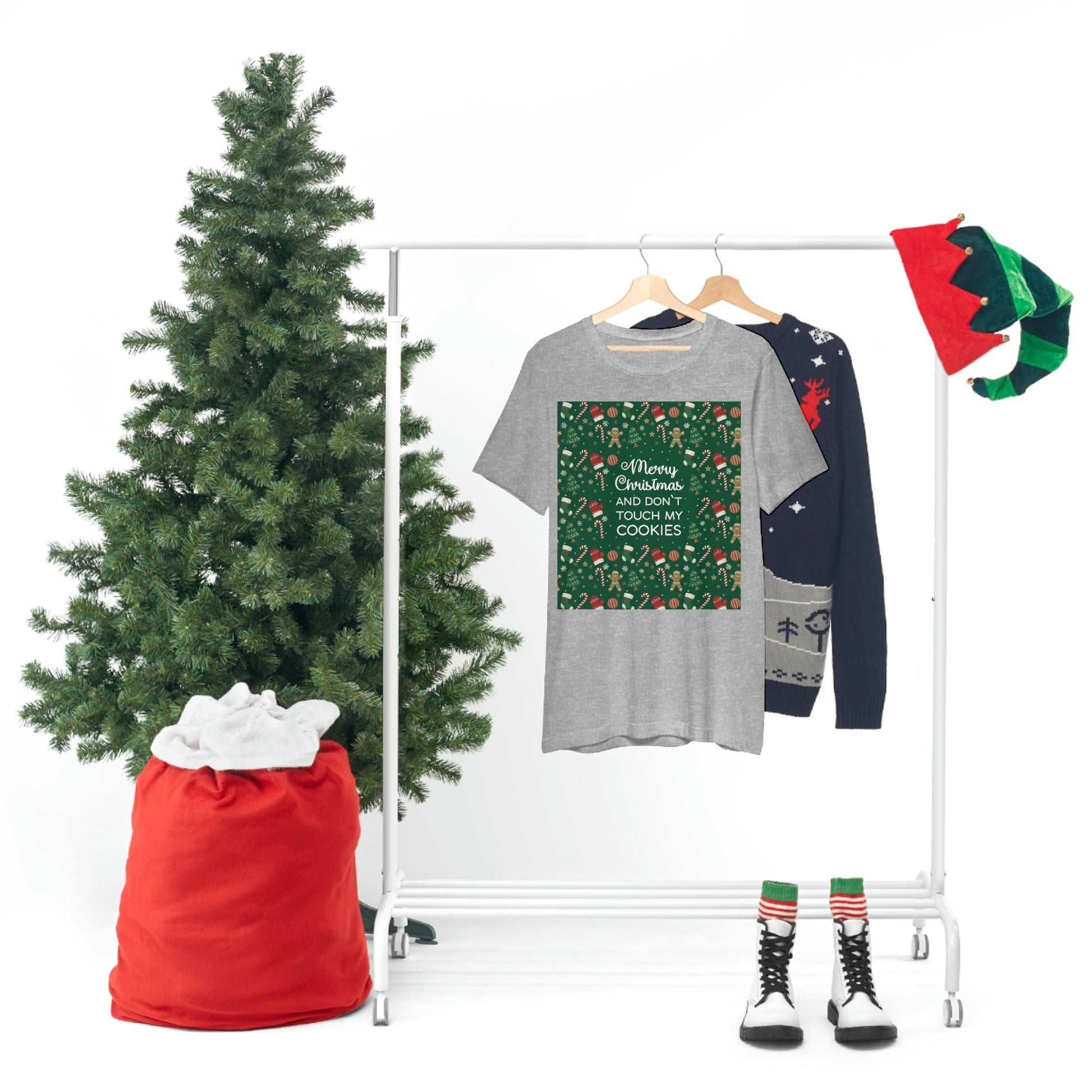 Merry Christmas and Don't Touch my Cookies Quotes Unisex Jersey Short Sleeve T-Shirt Ichaku [Perfect Gifts Selection]