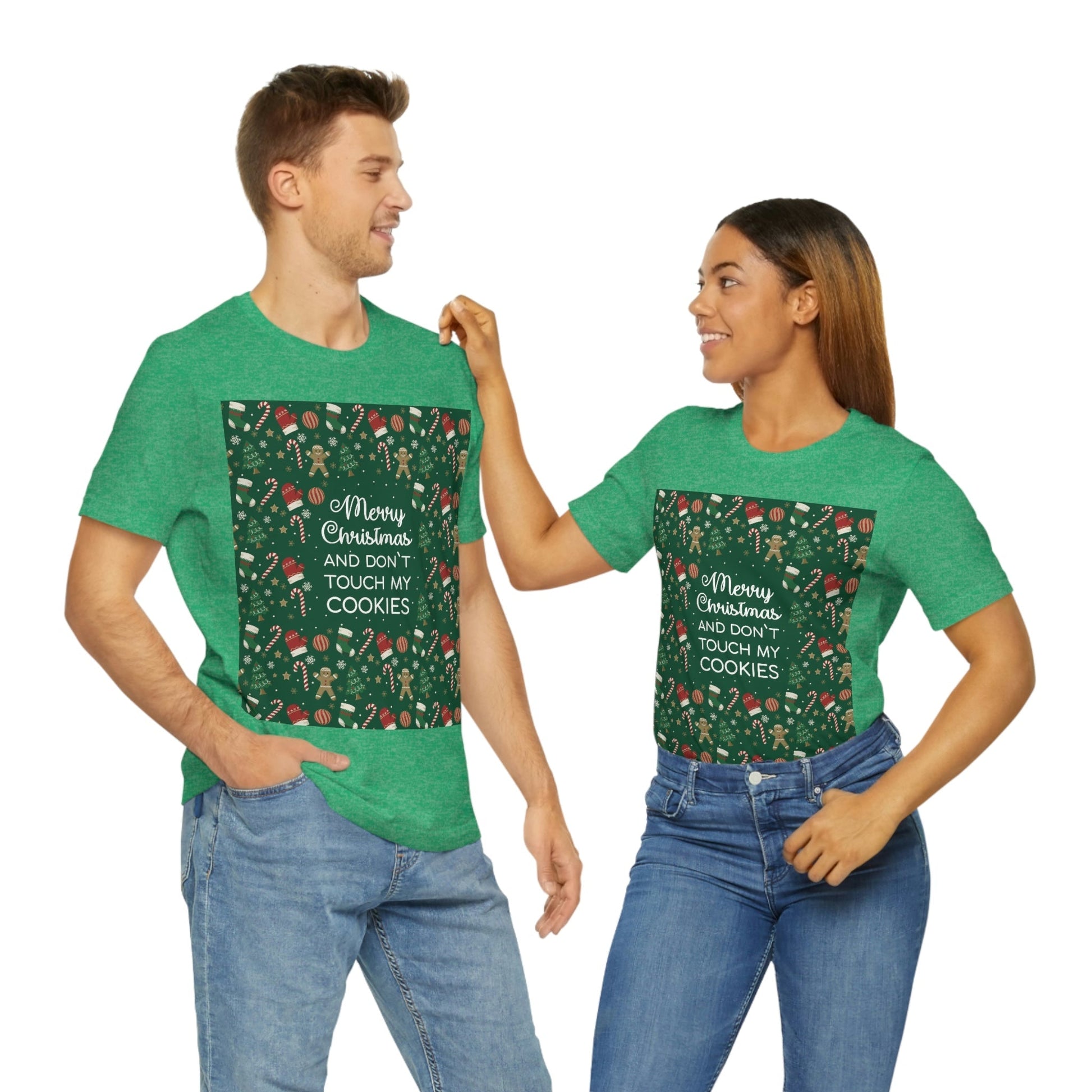 Merry Christmas and Don't Touch my Cookies Quotes Unisex Jersey Short Sleeve T-Shirt Ichaku [Perfect Gifts Selection]