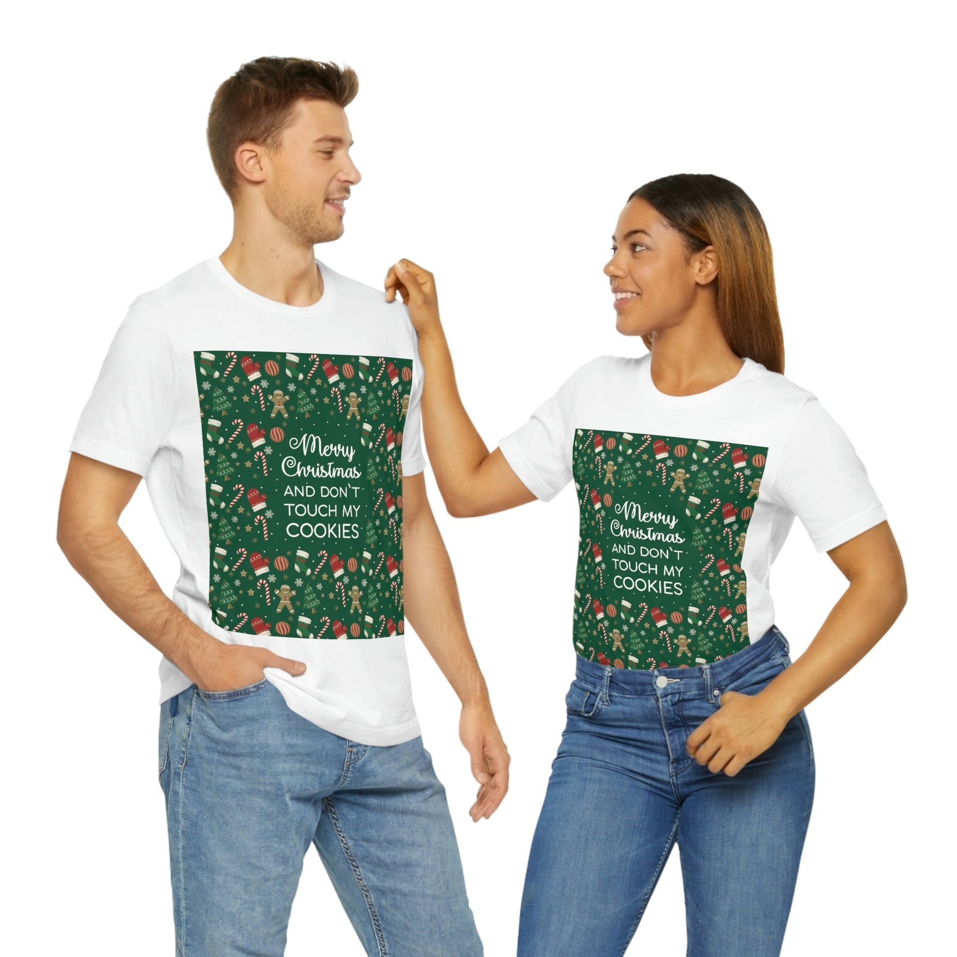 Merry Christmas and Don't Touch my Cookies Quotes Unisex Jersey Short Sleeve T-Shirt Ichaku [Perfect Gifts Selection]