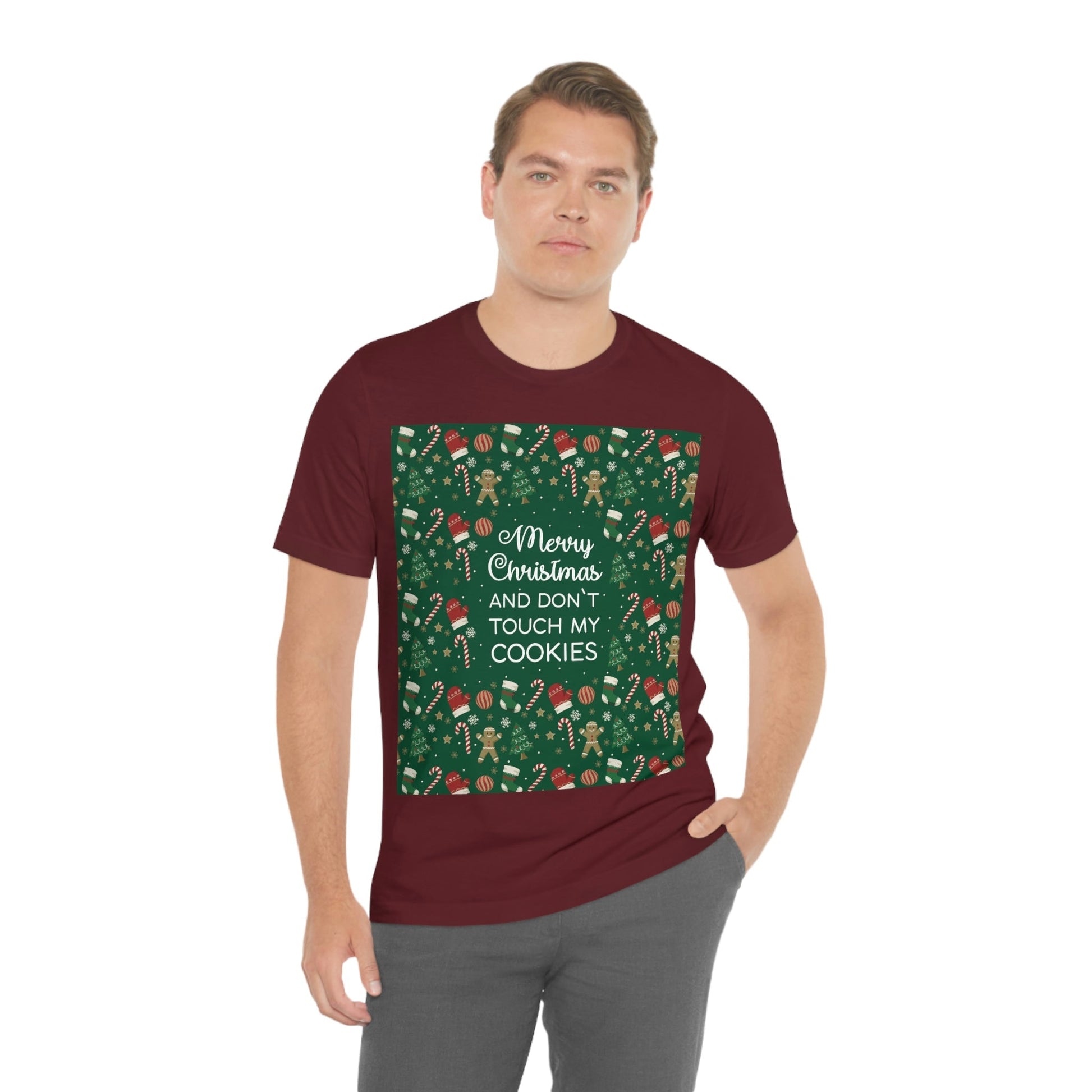 Merry Christmas and Don't Touch my Cookies Quotes Unisex Jersey Short Sleeve T-Shirt Ichaku [Perfect Gifts Selection]