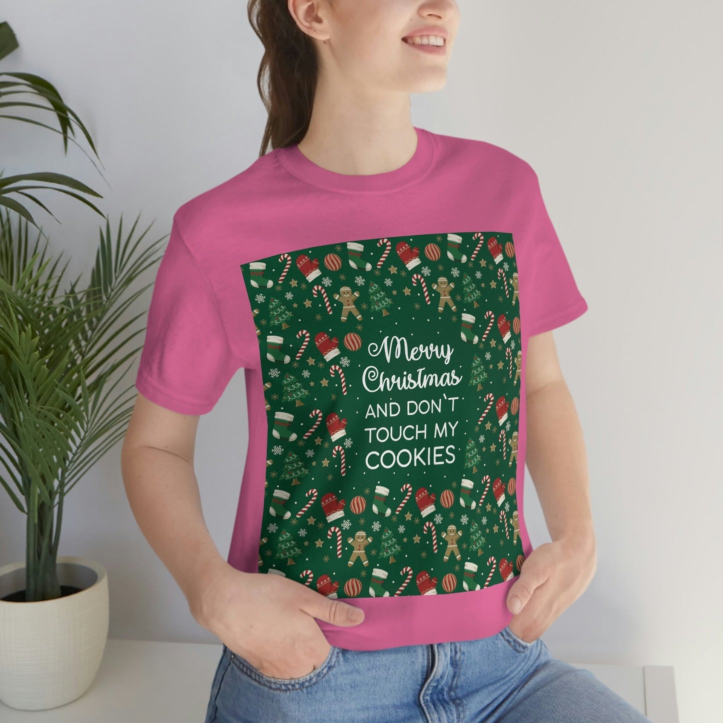 Merry Christmas and Don't Touch my Cookies Quotes Unisex Jersey Short Sleeve T-Shirt Ichaku [Perfect Gifts Selection]