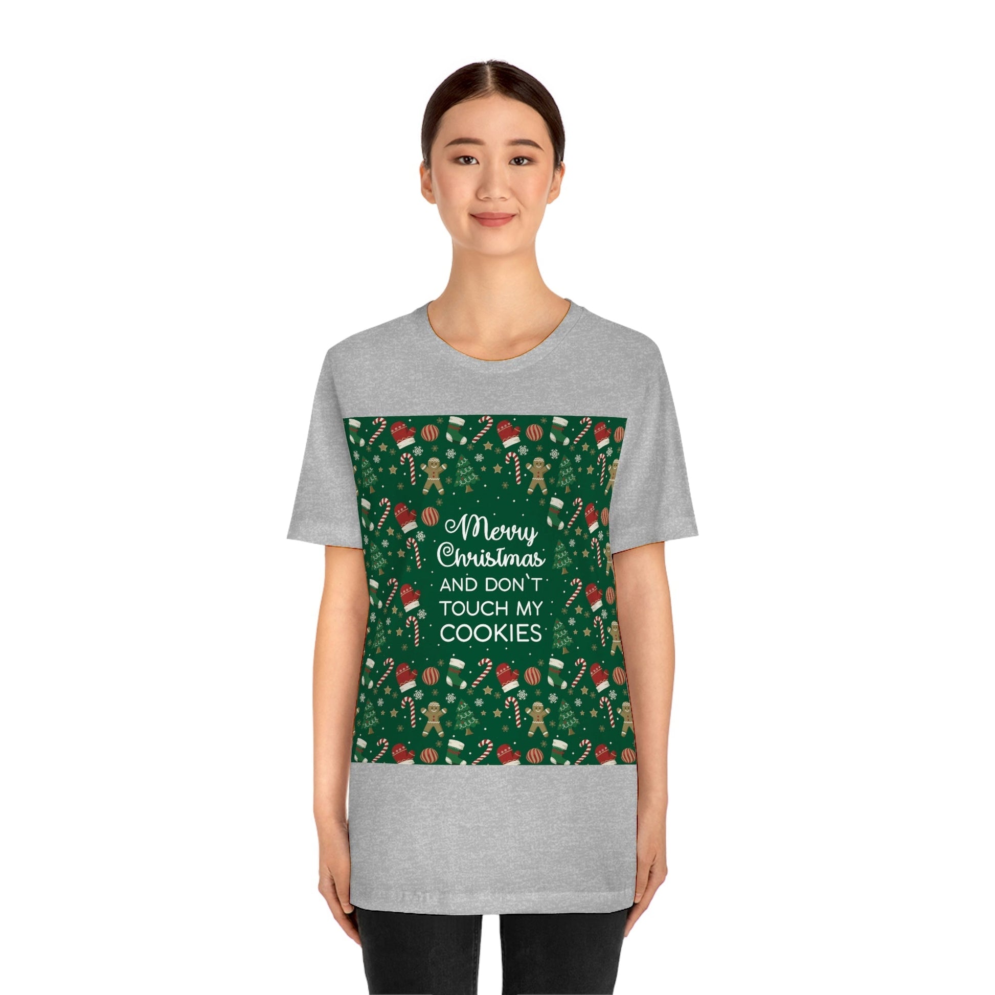 Merry Christmas and Don't Touch my Cookies Quotes Unisex Jersey Short Sleeve T-Shirt Ichaku [Perfect Gifts Selection]