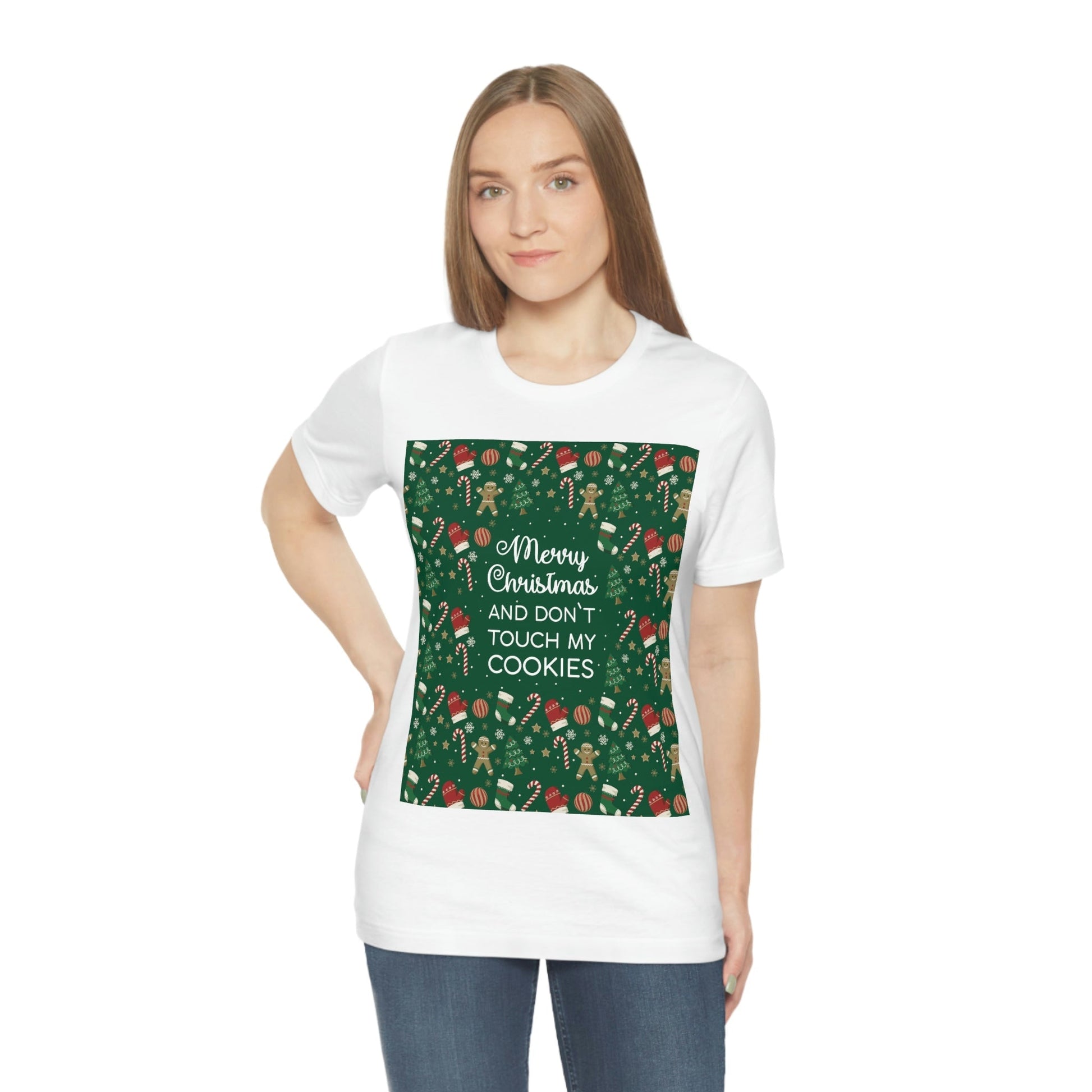 Merry Christmas and Don't Touch my Cookies Quotes Unisex Jersey Short Sleeve T-Shirt Ichaku [Perfect Gifts Selection]