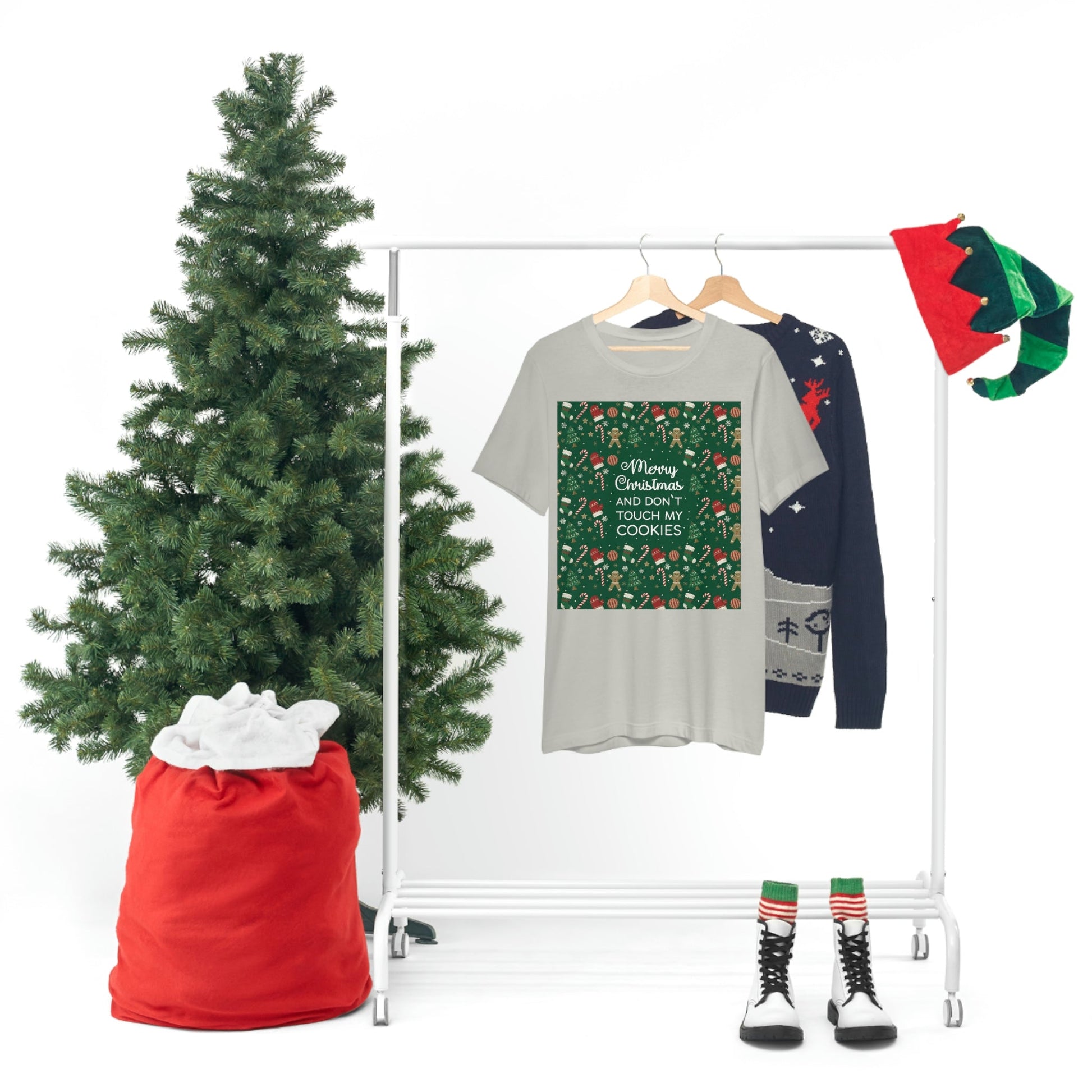 Merry Christmas and Don't Touch my Cookies Quotes Unisex Jersey Short Sleeve T-Shirt Ichaku [Perfect Gifts Selection]