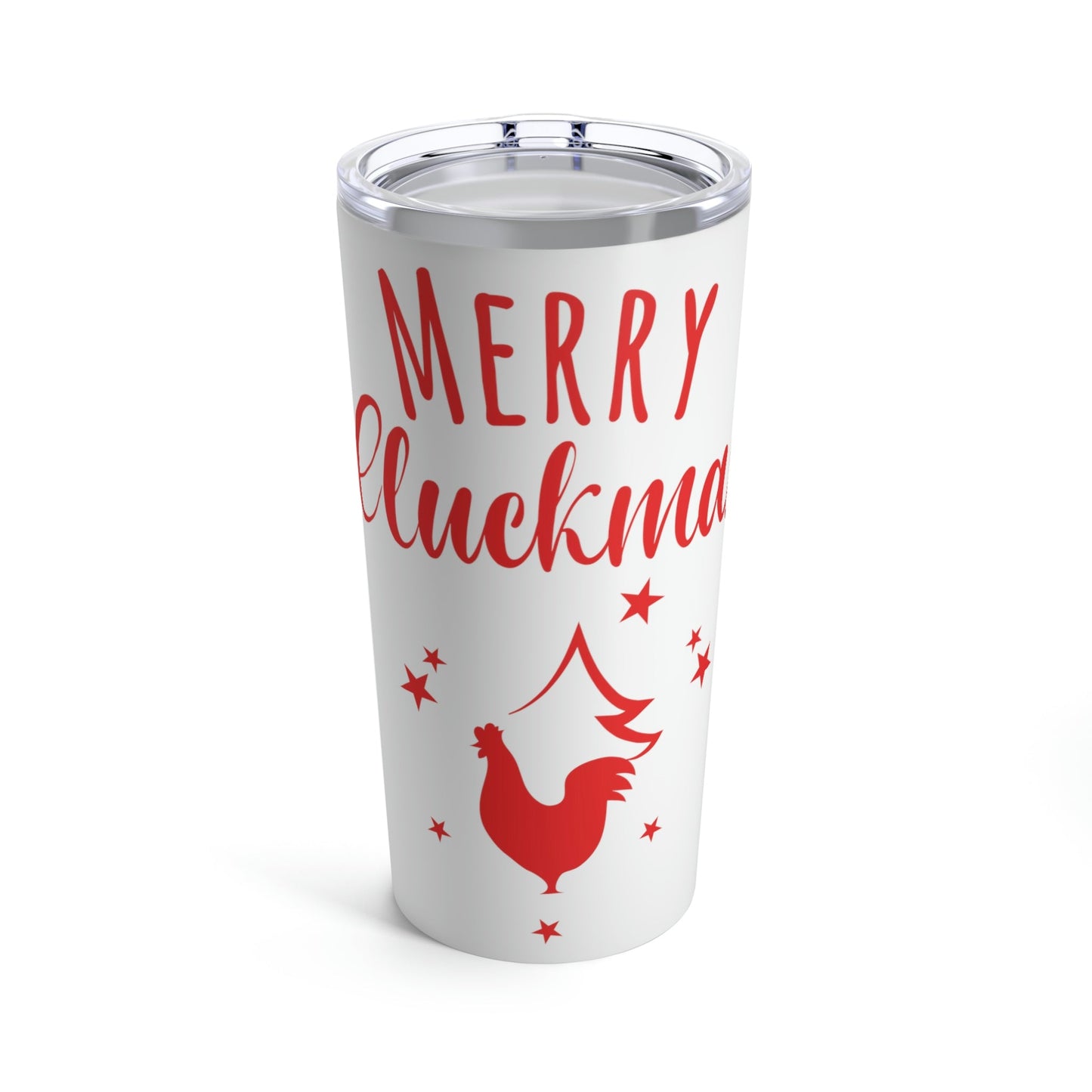 Merry Cluckmas Happy New Year Christmas Quotes Stainless Steel Hot or Cold Vacuum Tumbler 20oz Ichaku [Perfect Gifts Selection]